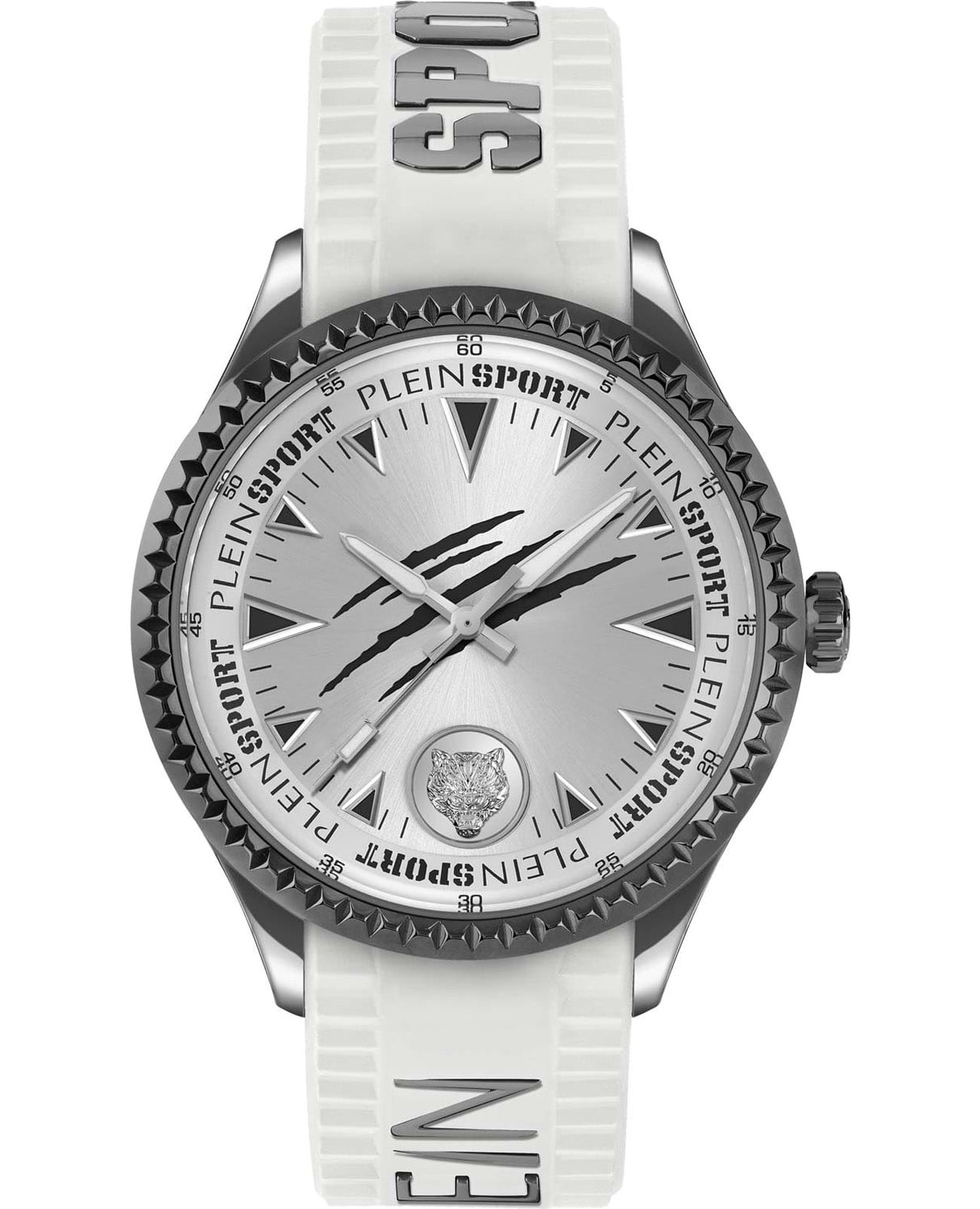 Plein Sport Plein Sport PS5BA0224  PS5BA0224 кварцевые мужские часы белый циферблат, браслет силикон — вид спереди