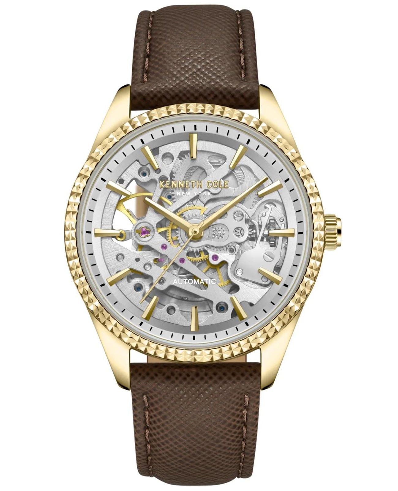 Kenneth Cole Kenneth Cole New York KCWLE0016503  KCWLE0016503 механические женские часы серебристый циферблат, браслет кожаный — вид спереди