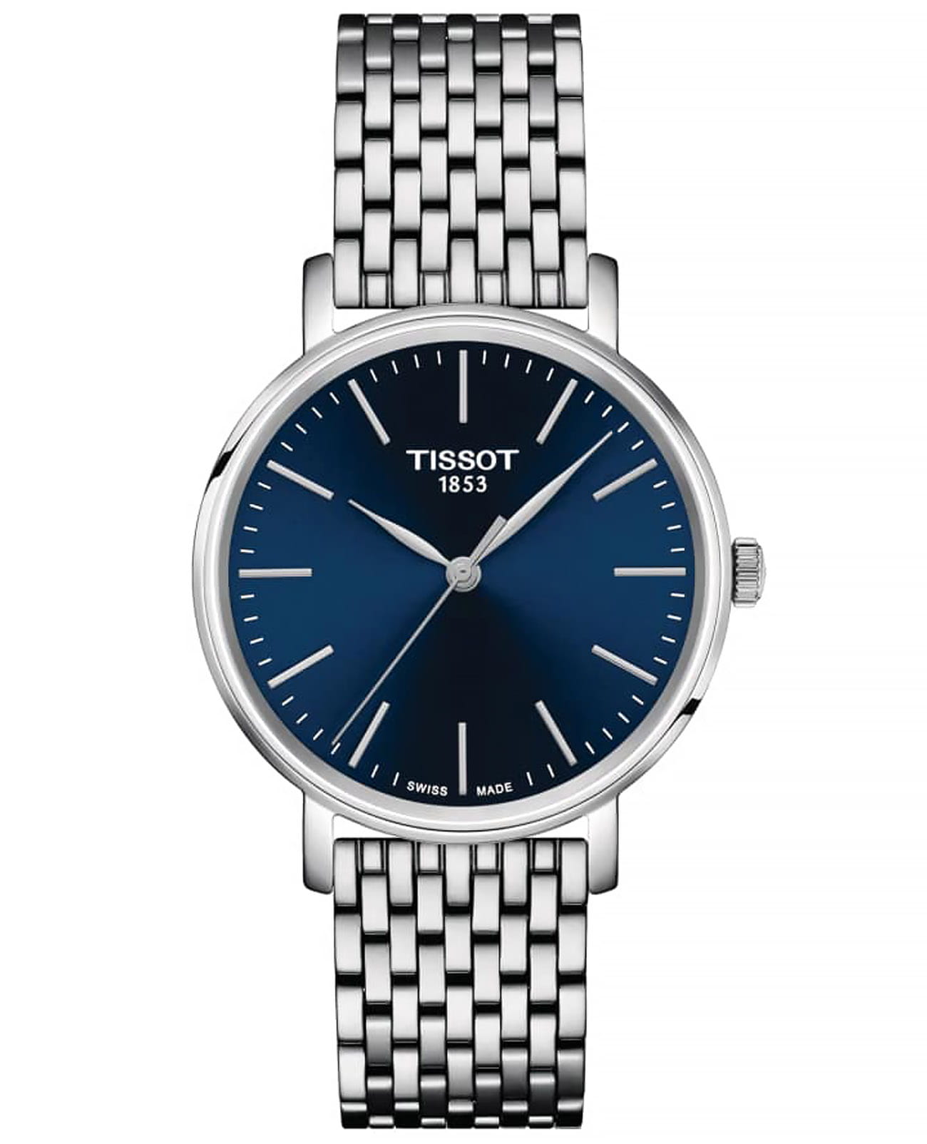 Tissot Tissot Everytime Lady T143.210.11.041.00 Everytime T1432101104100 кварцевые женские часы синий циферблат, браслет нержавеющая сталь — вид спереди