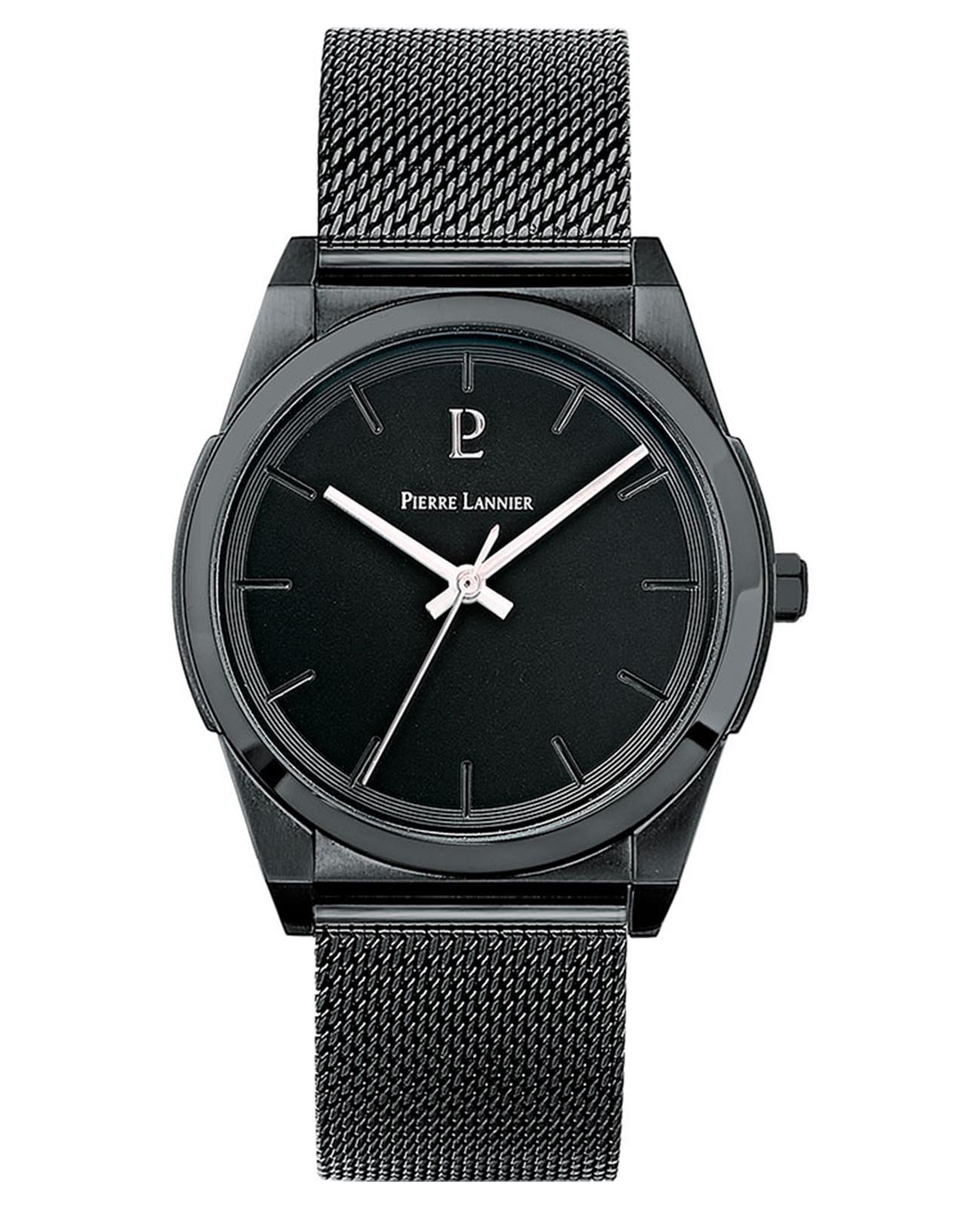 Pierre Lannier Pierre Lannier Candide 214K439  214K439 кварцевые мужские часы черный циферблат, браслет нержавеющая сталь с ip-покрытием — вид спереди