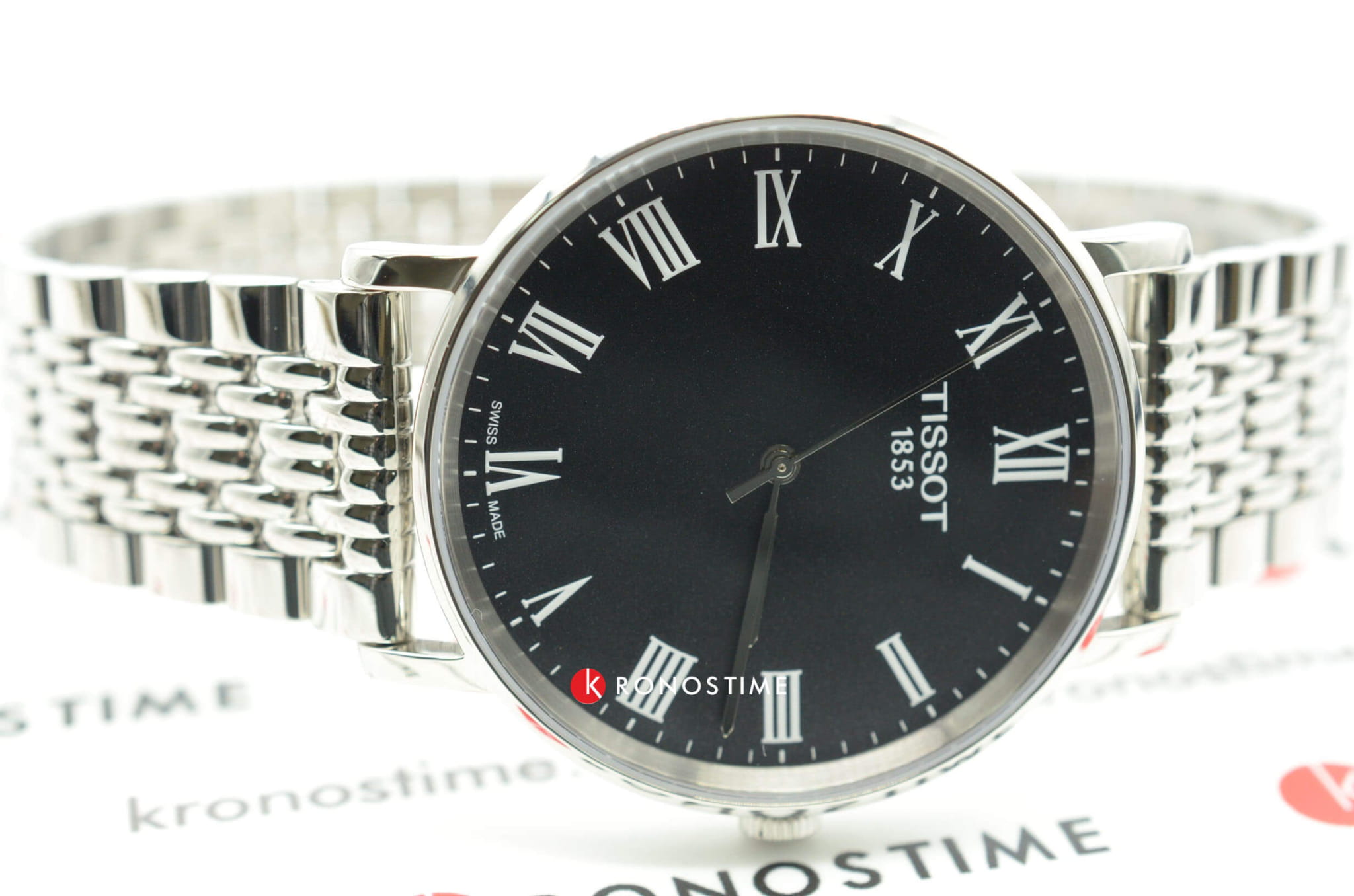 Tissot Tissot Everytime Medium T109.410.11.053.00 кварцевые мужские часы часы крупный план черный циферблата