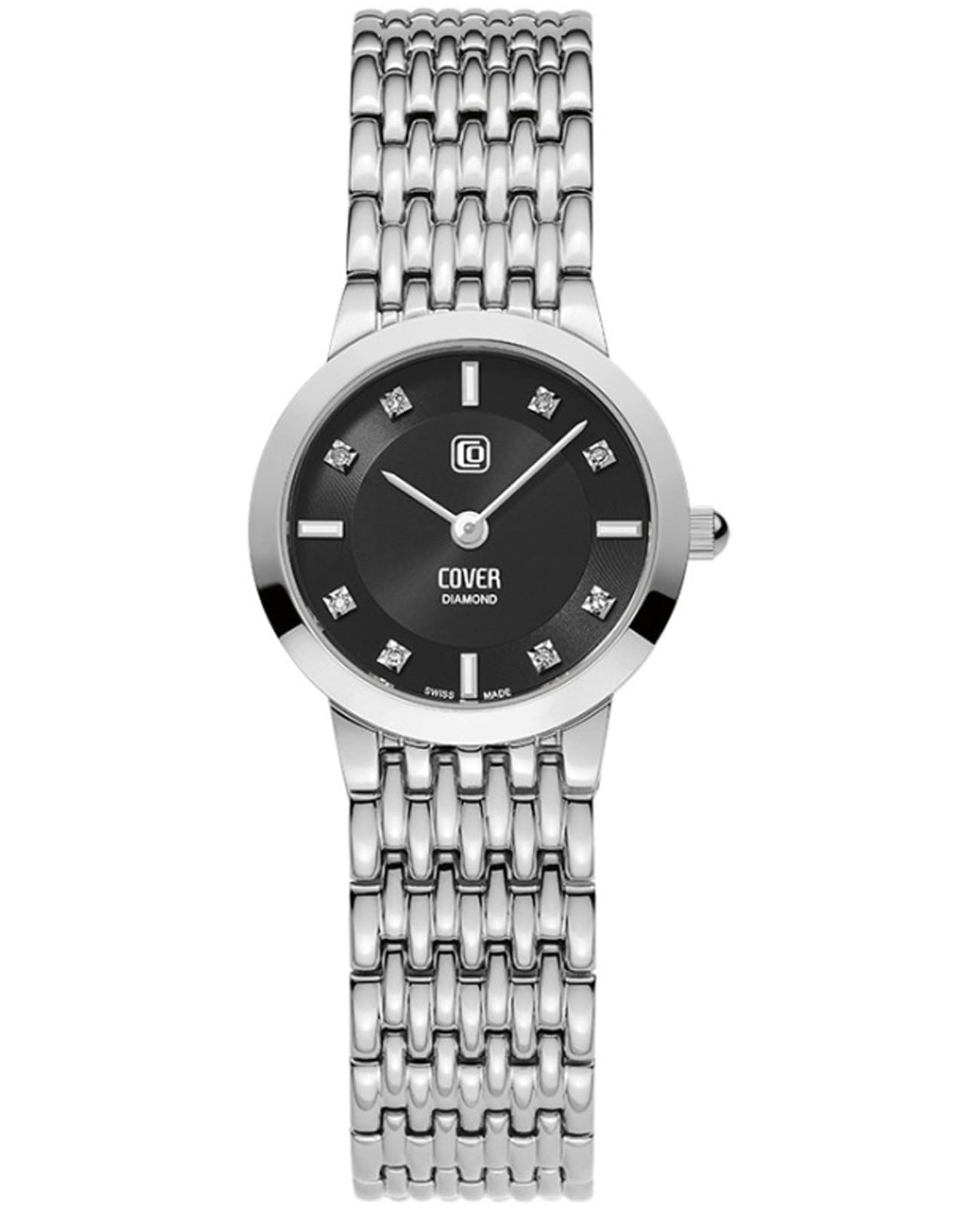 Cover Cover Langham CO125.19  CO125.19 кварцевые женские часы черный циферблат, браслет нержавеющая сталь — вид спереди
