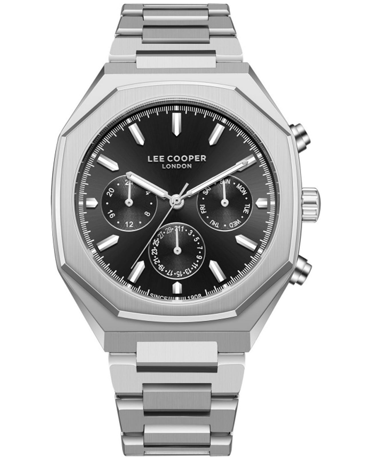 Lee Cooper Lee Cooper LC08045.350  LC08045.350 кварцевые мужские часы синий циферблат, браслет нержавеющая сталь — вид спереди