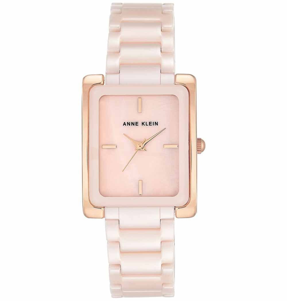 Anne Klein Anne Klein Crystal  2952LPRG  2952LPRG кварцевые женские часы розовый циферблат, браслет нержавеющая сталь + золото 18к — вид спереди