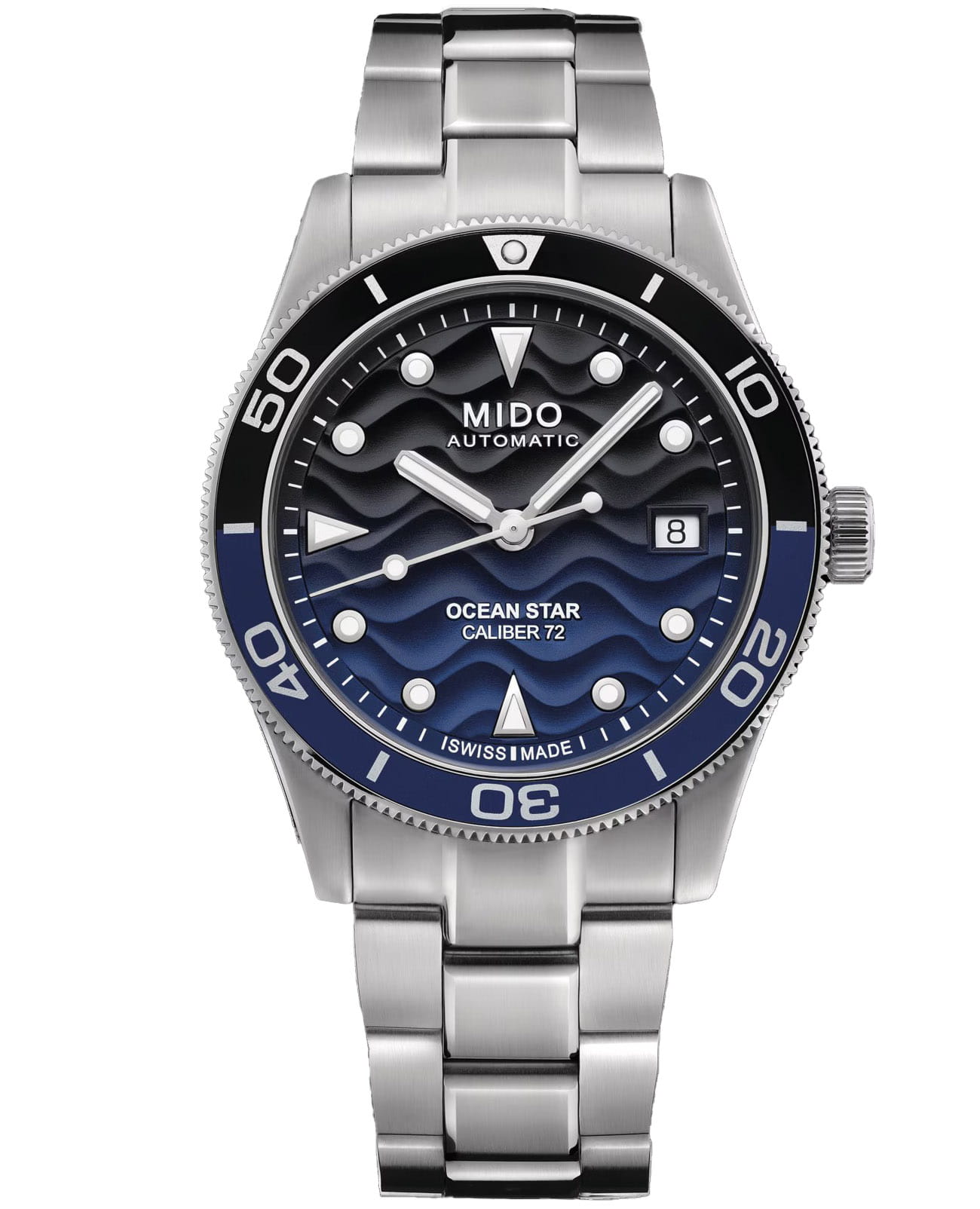 Mido Mido Ocean Star 39 M026.907.11.041.00  M0269071104100 механические мужские часы  циферблат, браслет нержавеющая сталь — вид спереди