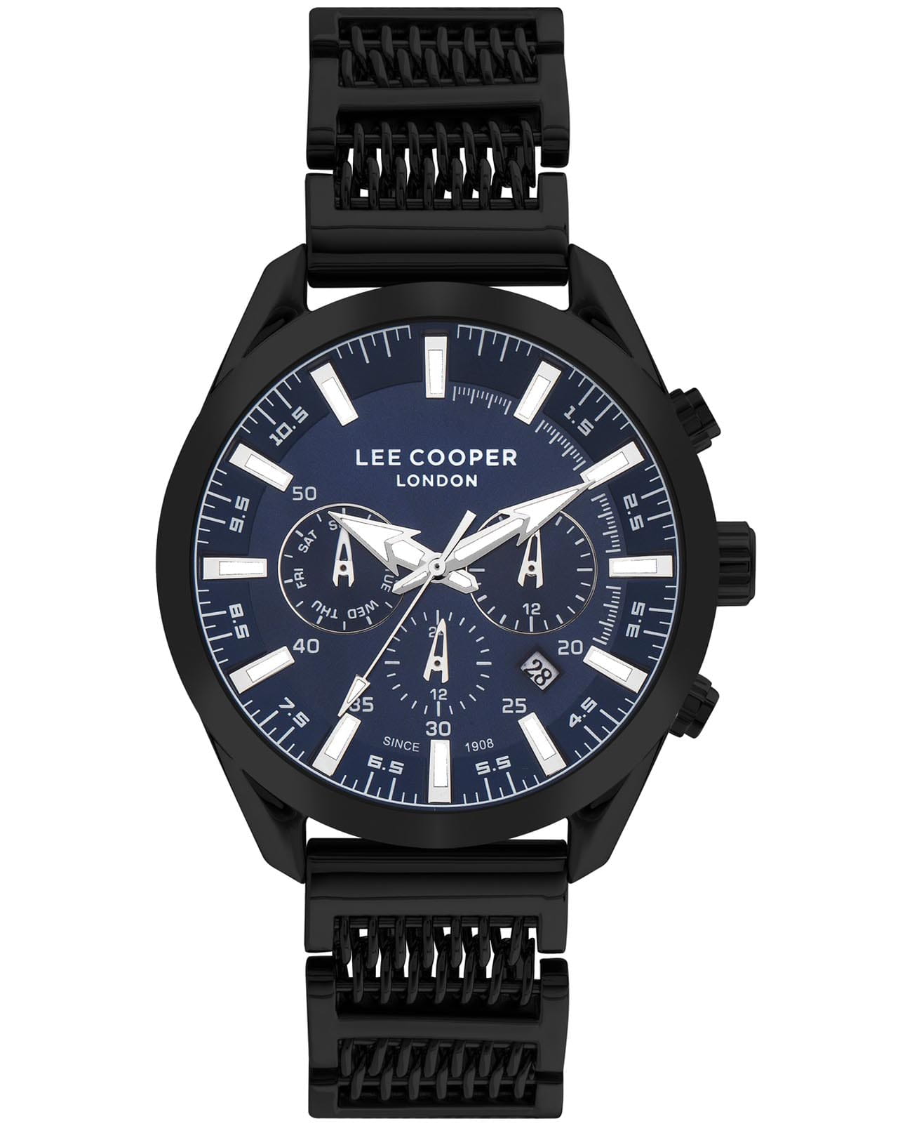 Lee Cooper Lee Cooper LC07556.690  LC07556.690 кварцевые мужские часы синий циферблат, браслет нержавеющая сталь с ip-покрытием — вид спереди