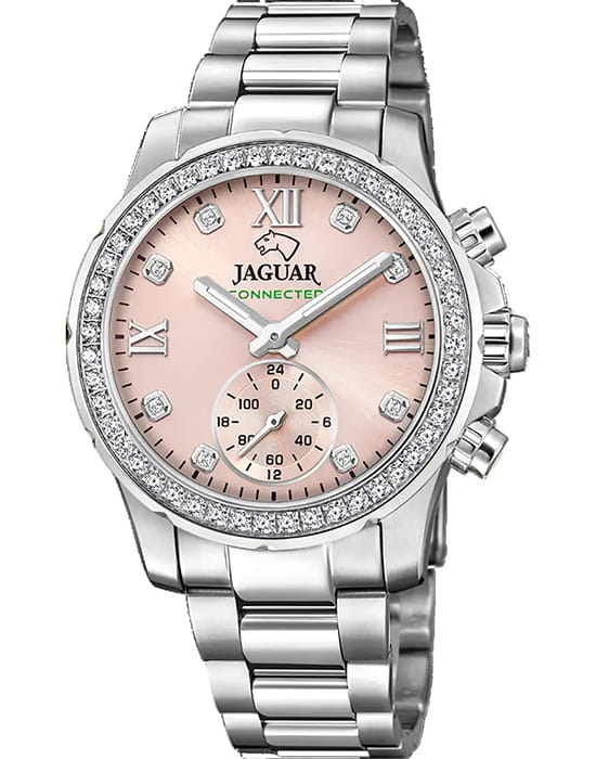 Jaguar Jaguar Connected Lady J980/2  J980/2 кварцевые женские часы розовый циферблат, браслет нержавеющая сталь — вид спереди