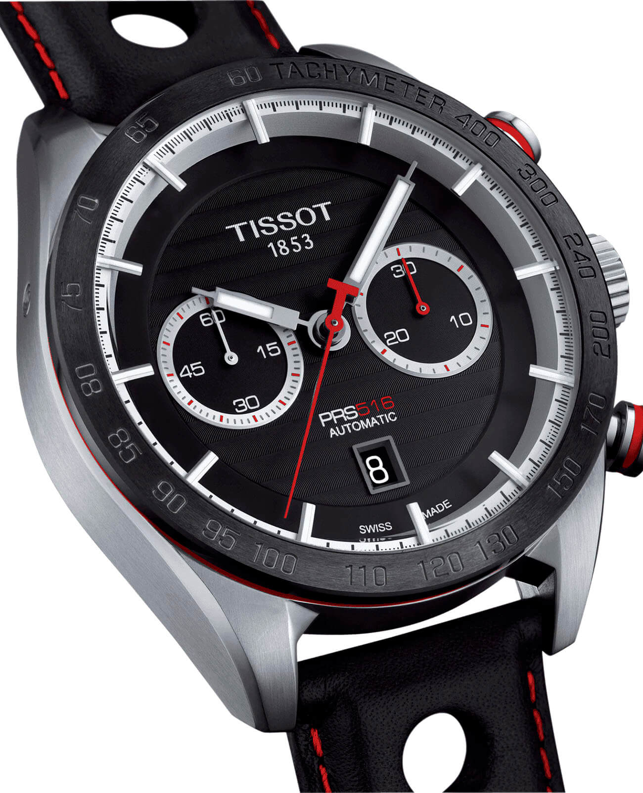 Оригинальные часы Tissot Tissot PRS 516 Automatic Chronograph T100.427.16.051.00 механические калибр механизма valjoux a05.h21 общий вид