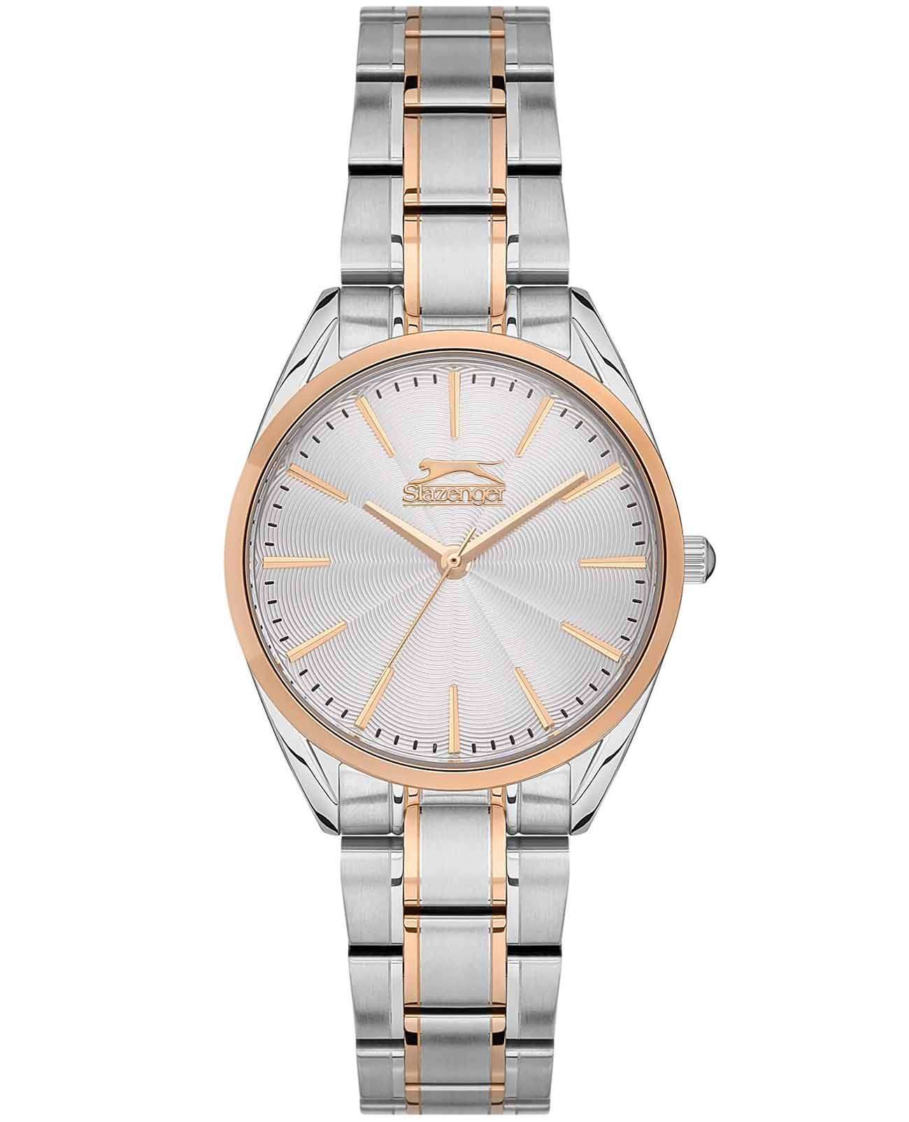 Slazenger Slazenger SL.09.2155.3.02  SL.09.2155.3.02 кварцевые женские часы серебристый циферблат, браслет суперметалл с ip покрытием — вид спереди