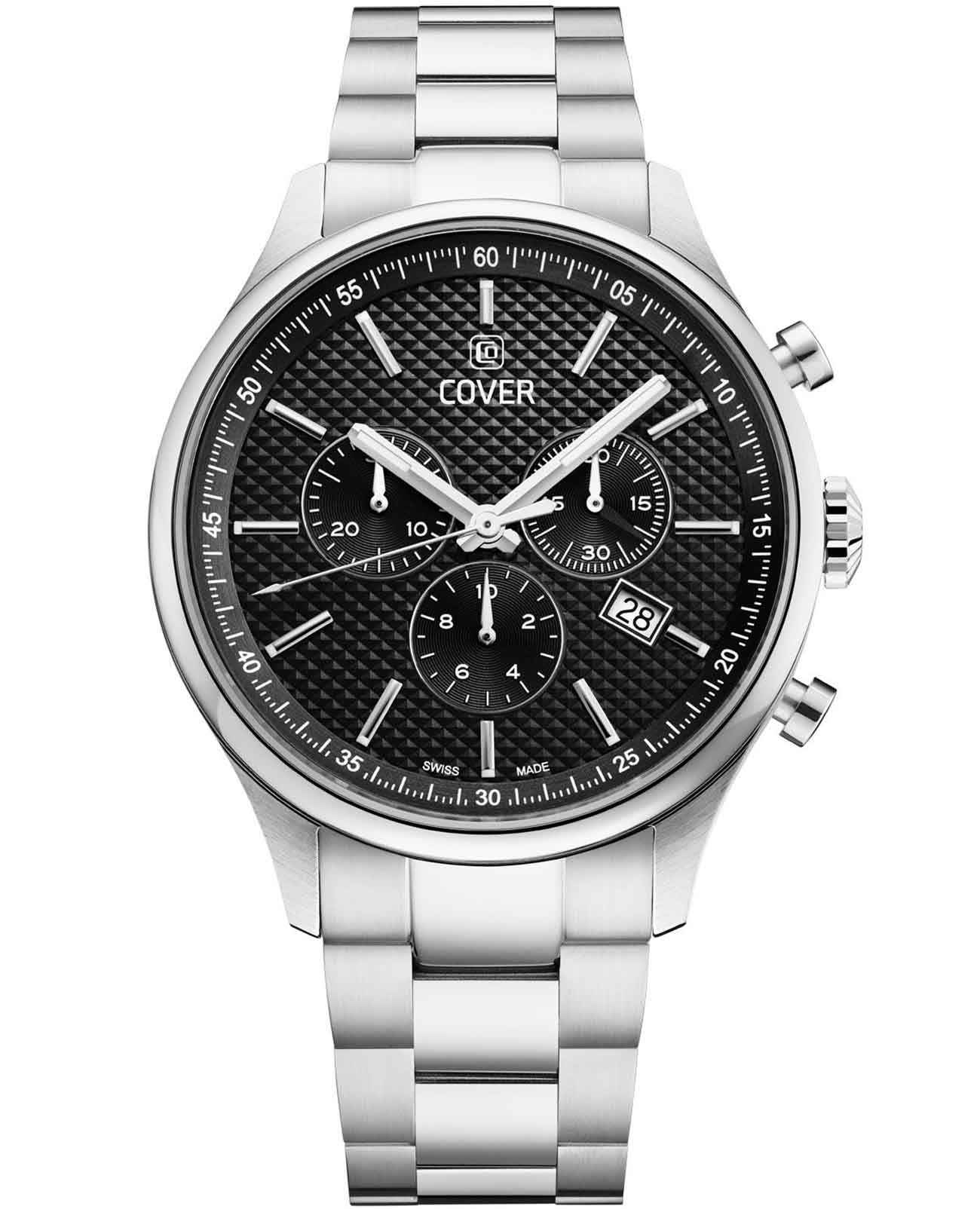 Cover Cover Chapman Chrono II CO220.01  CO220.01 кварцевые мужские часы черный циферблат, браслет нержавеющая сталь — вид спереди