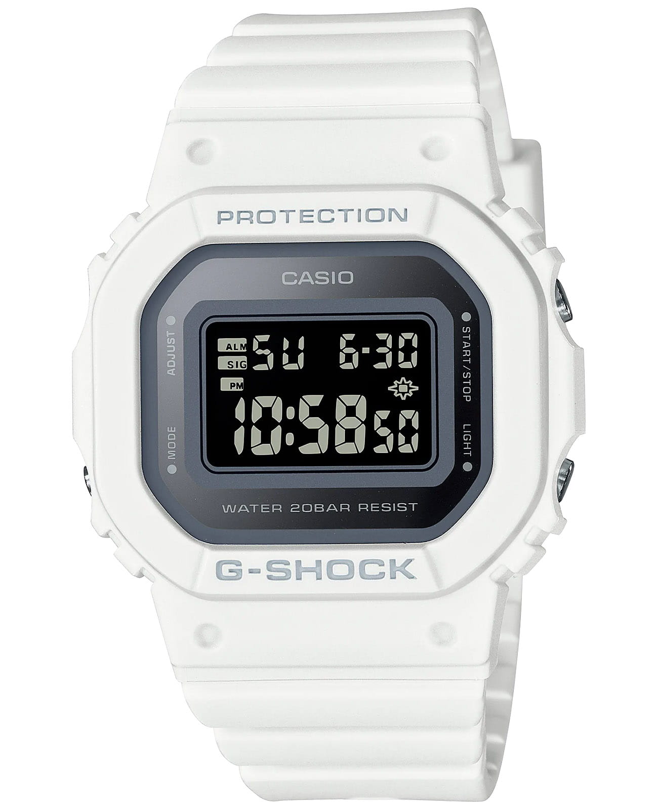Casio Casio G-Shock GMD-S5600-7DR (GMD-S5600-7)  GMD-S5600-7 электронные мужские часы черный циферблат, браслет пластик — вид спереди