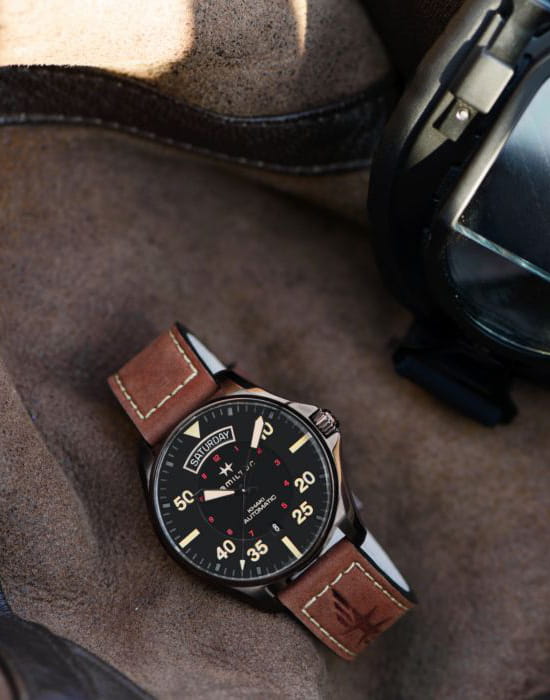 Hamilton Hamilton Khaki Aviation Day Date Auto H64605531 швейцария наручные мужские часы заводная головка с логотипом Hamilton