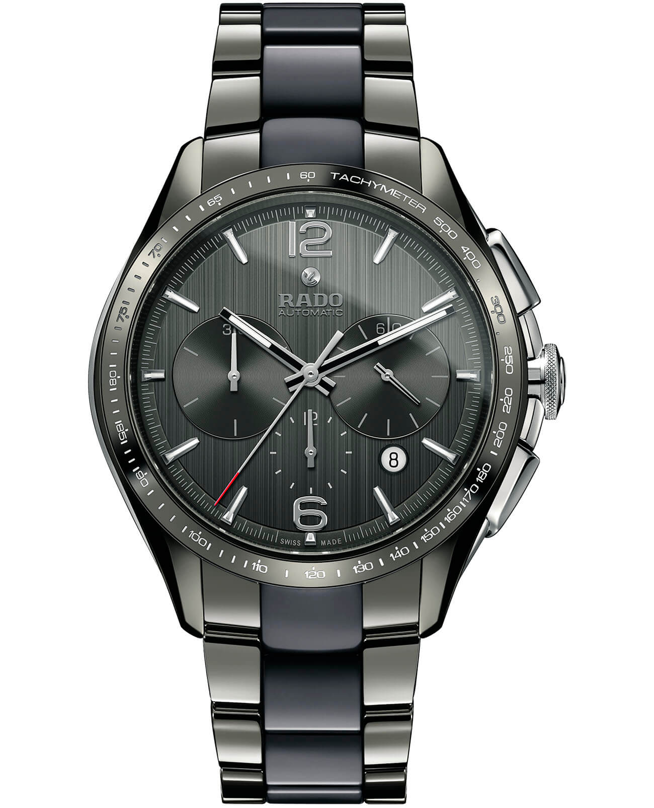 Rado Rado Hyperchrome Automatic Chronograph R32120112 Automatic R32120112 механические мужские часы серый циферблат, браслет плазменная керамика + ceramos™ — вид спереди