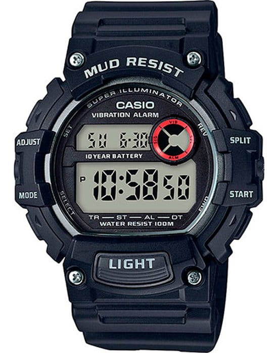 Casio Casio Collection TRT-110H-1A  TRT-110H-1AVEF кварцевые мужские часы серый циферблат, браслет пластик — вид спереди