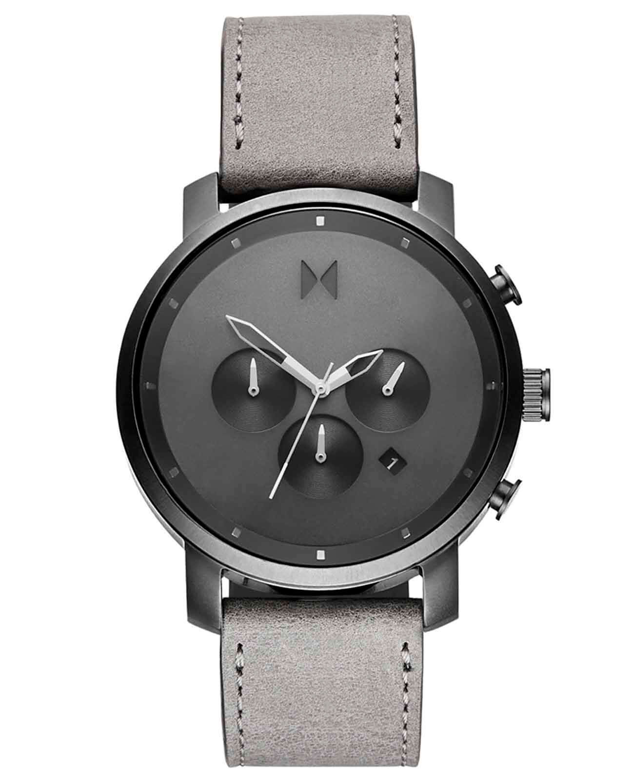 MVMT MVMT CBX-MONOCHROME  CBX-MONOCHROME кварцевые мужские часы серый циферблат, браслет кожаный — вид спереди