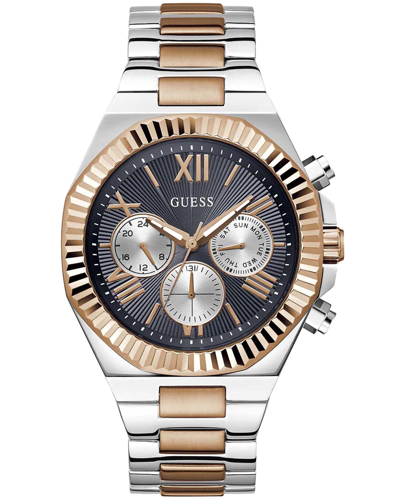 Guess Guess Sport Equity GW0703G4  GW0703G4 кварцевые мужские часы черный циферблат, браслет нержавеющая сталь с ip-покрытием — вид спереди