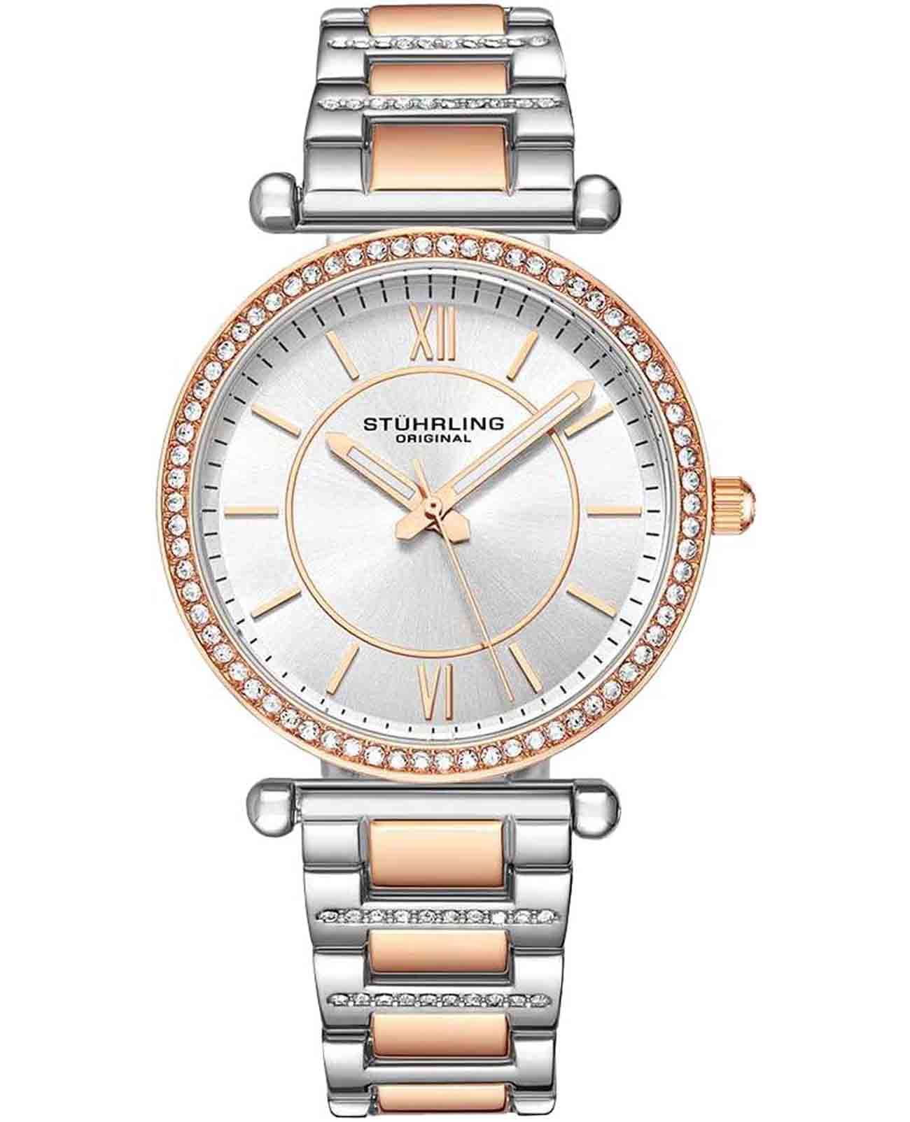 Stuhrling Stuhrling Aria 3905.3  3905.3 кварцевые женские часы серебристый циферблат, браслет нержавеющая сталь с pvd-покрытием — вид спереди
