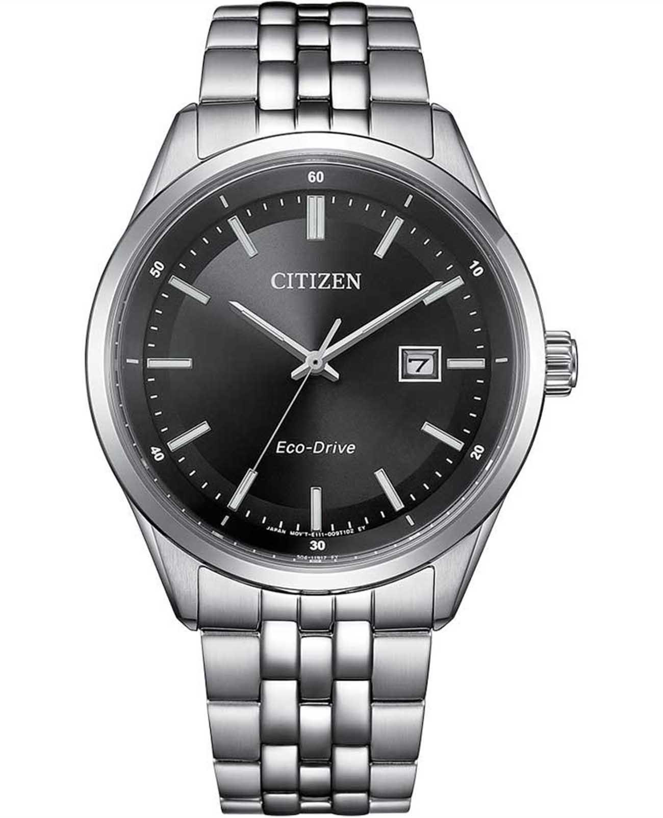 Citizen Citizen Eco-Drive BM7560-59E  BM7560-59E кварцевые мужские часы черный циферблат, браслет нержавеющая сталь — вид спереди