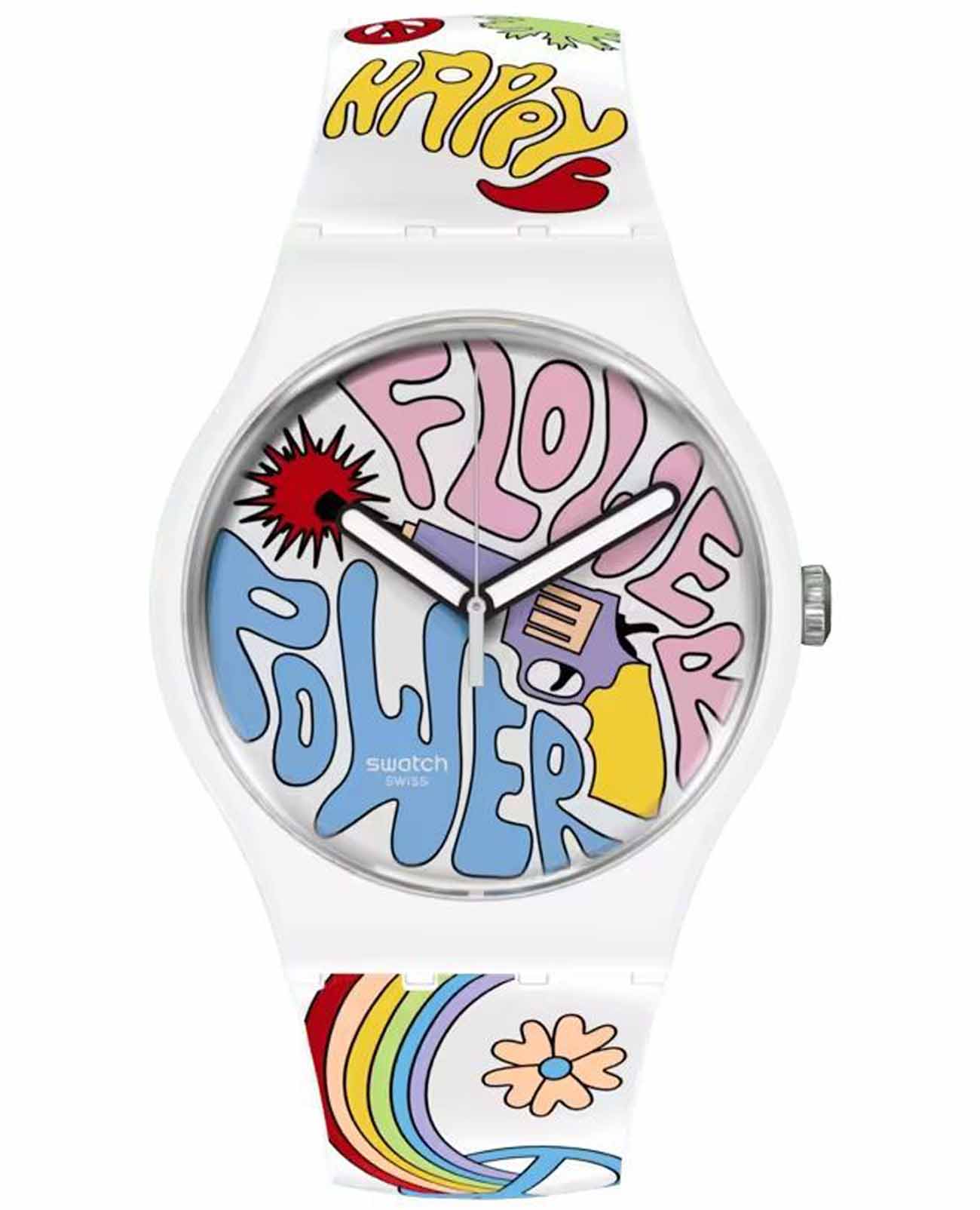 Swatch Swatch New Gent Bioceramic Standard SO32W107  SO32W107 кварцевые мужские часы прозрачный циферблат, браслет силикон — вид спереди