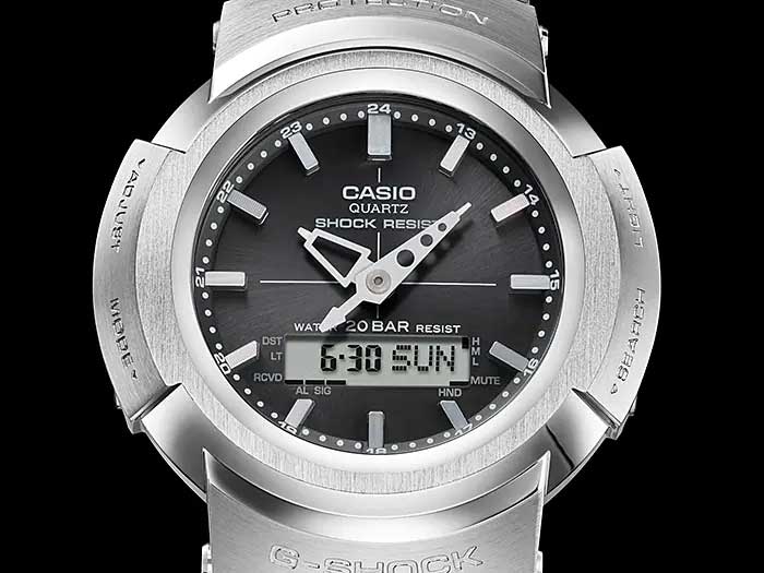 Casio Casio G-Shock AWM-500D-1ADR (AWM-500D-1A) электронные мужские часы часы крупный план черный циферблата