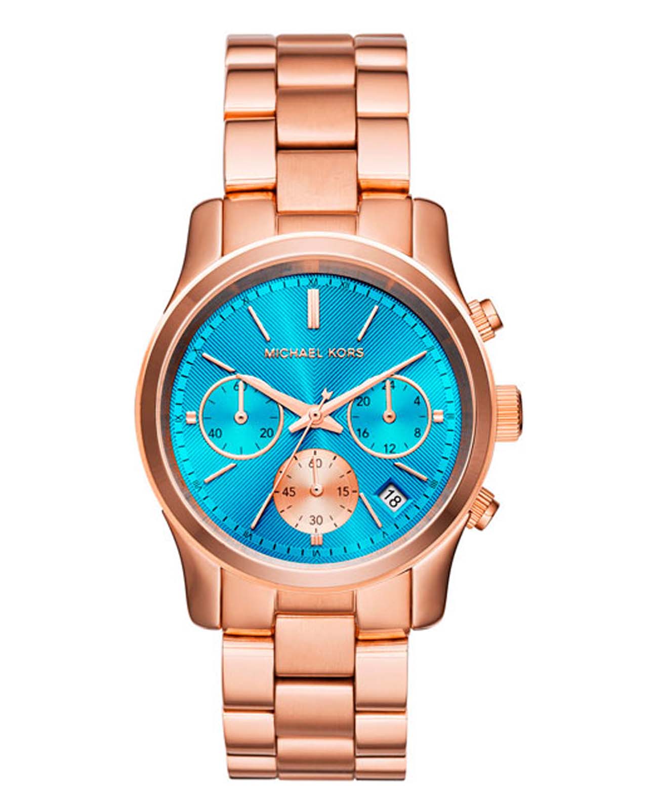 Michael Kors Michael Kors Runway MK6164  MK6164 кварцевые женские часы голубой циферблат, браслет нержавеющая сталь с pvd-покрытием — вид спереди