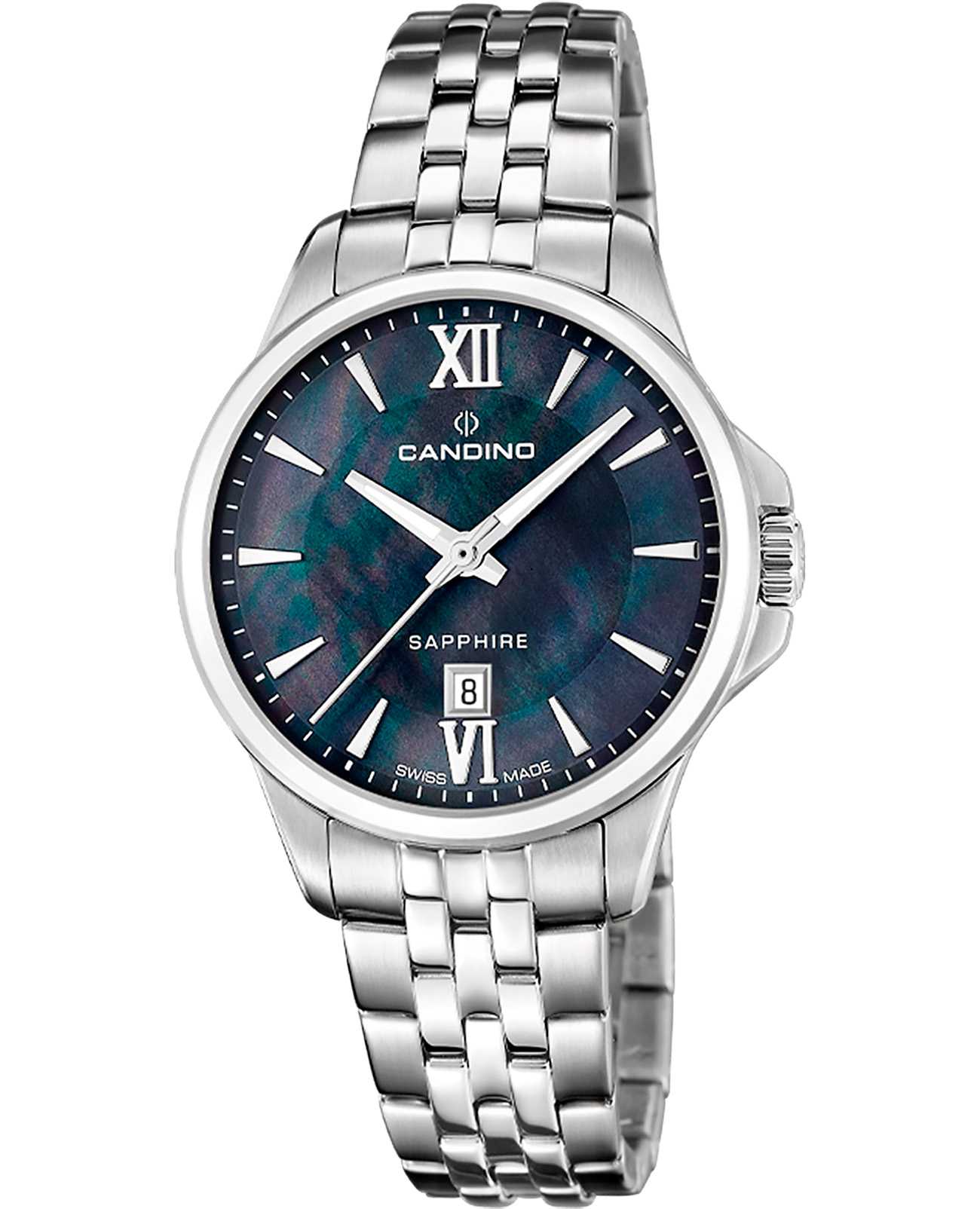 Candino Candino Lady Elegance Date C4766/8  C4766/8 кварцевые женские часы синий циферблат, браслет нержавеющая сталь — вид спереди