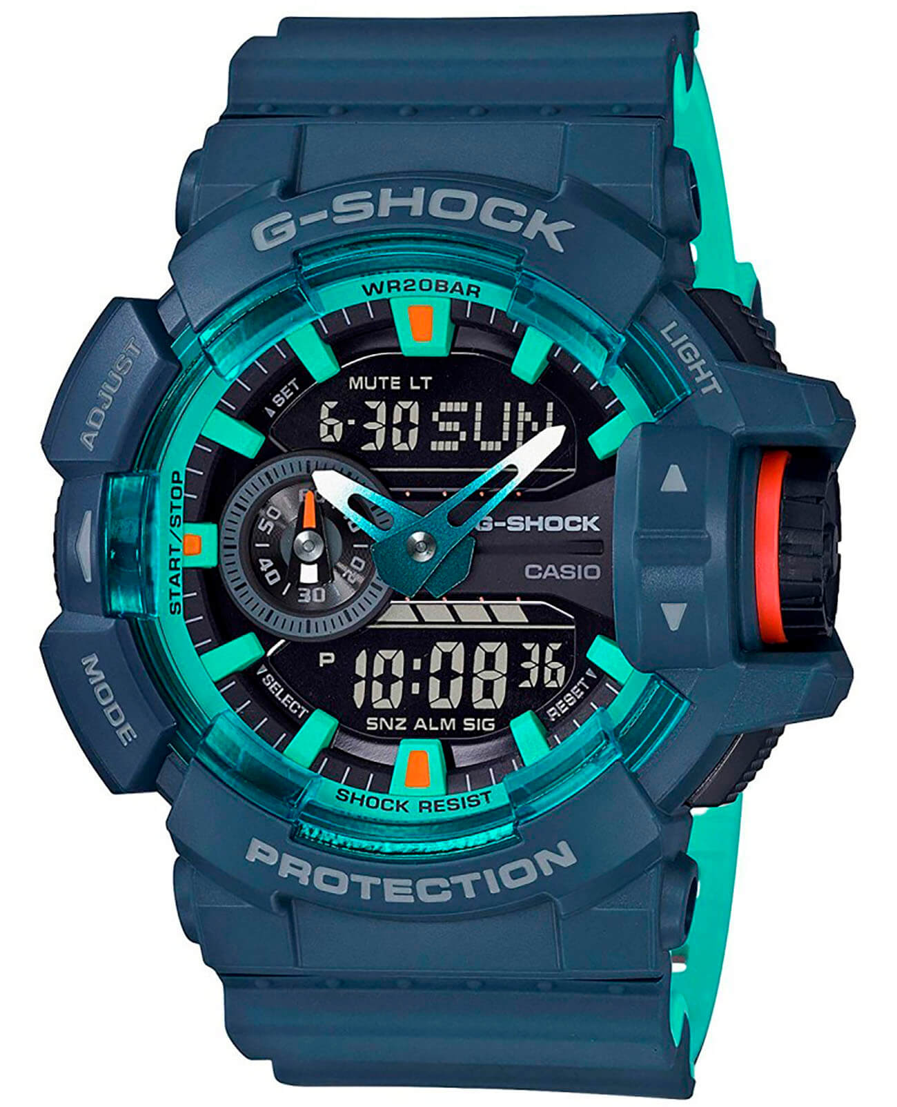 Casio Casio G-Shock GA-400CC-2A GA GA-400CC-2AER электронные мужские часы черный циферблат, браслет пластик — вид спереди