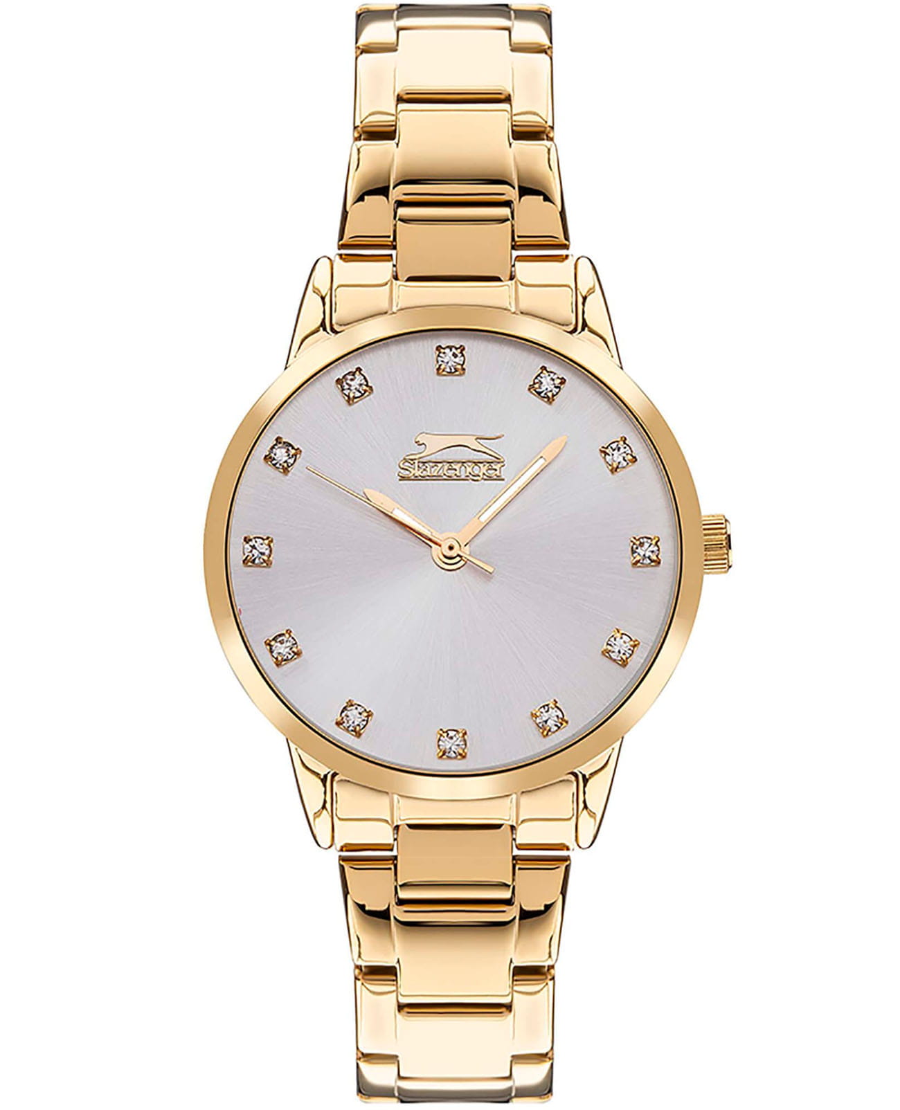 Slazenger Slazenger SL.09.2071.3.08  SL.09.2071.3.08 кварцевые женские часы серебристый циферблат, браслет суперметалл с ip покрытием — вид спереди