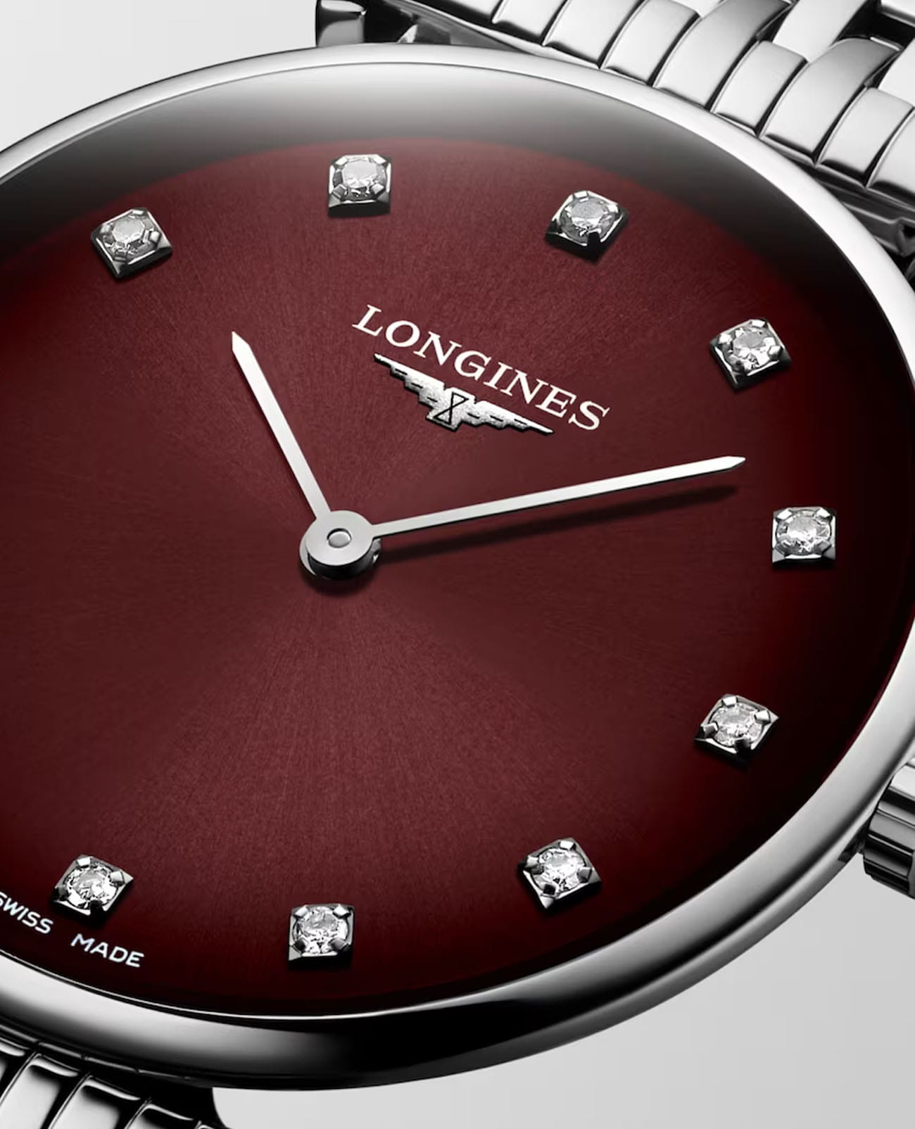 Longines Longines La Grande Classique L4.512.4.91.6 женские часы бордовый циферблат на запястье