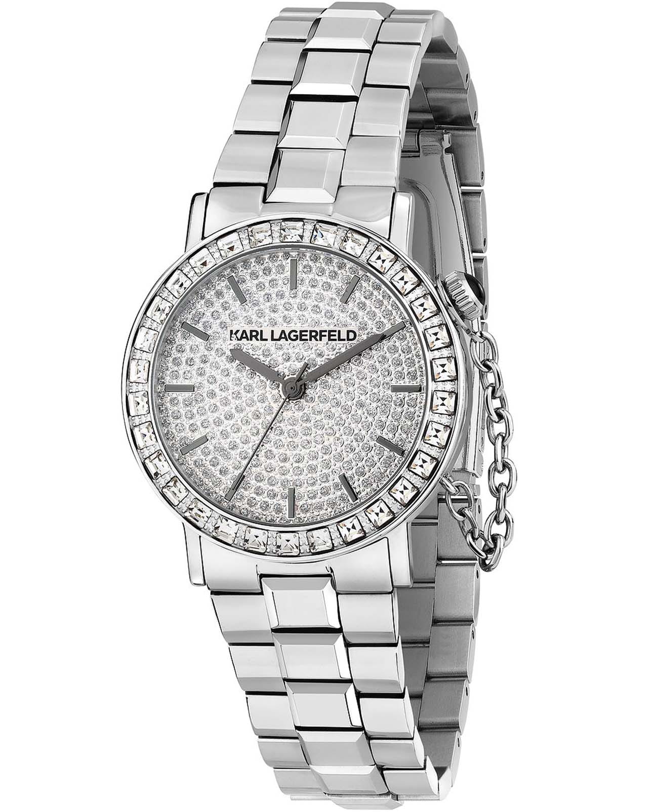 Karl Lagerfeld Karl Lagerfeld Crystals R0553100506  R0553100506 кварцевые женские часы серебристый циферблат, браслет нержавеющая сталь — вид спереди