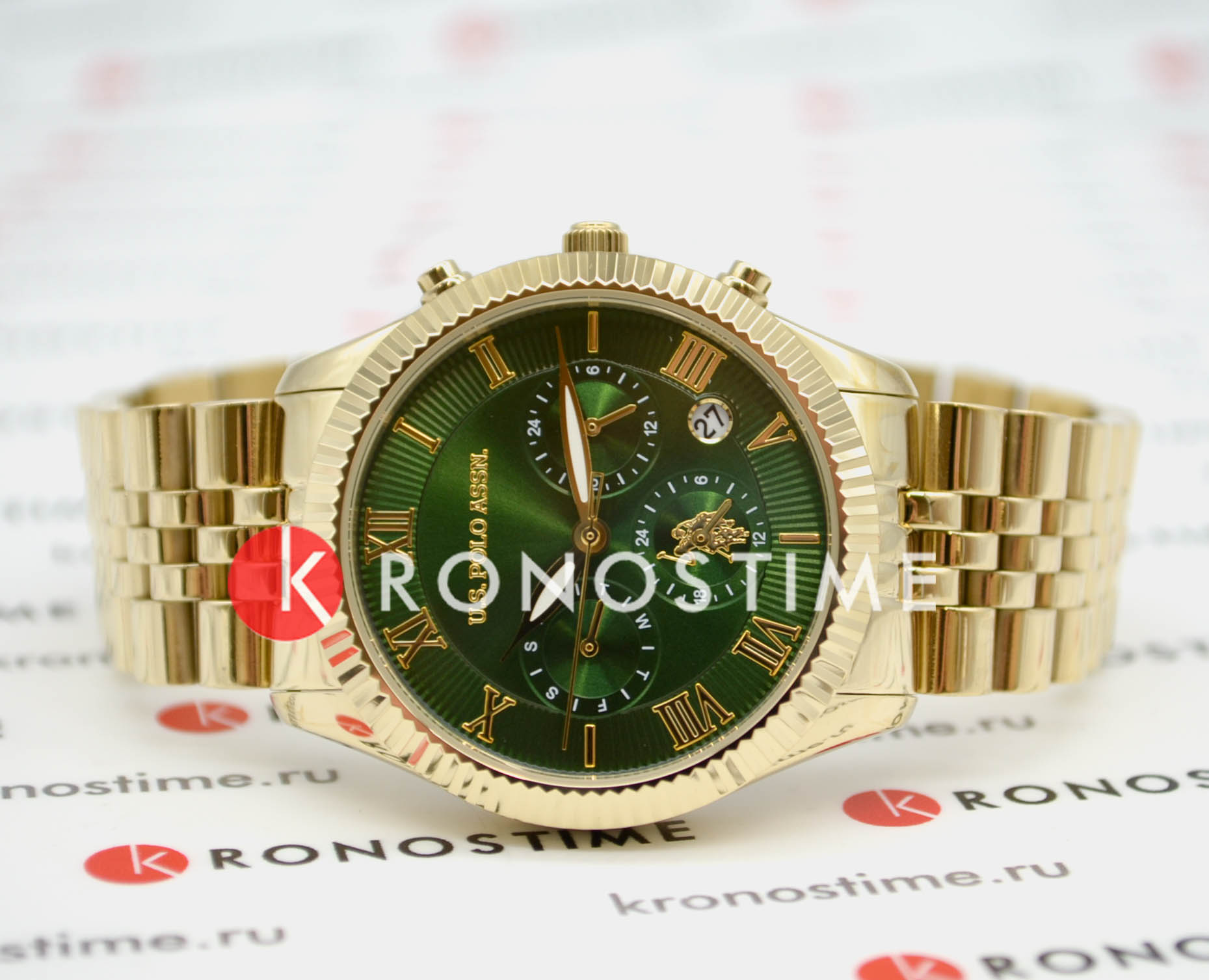 U.S. Polo Assn. U.S. Polo Assn. Crossing USPA2040-05 женские часы зеленый циферблат на запястье