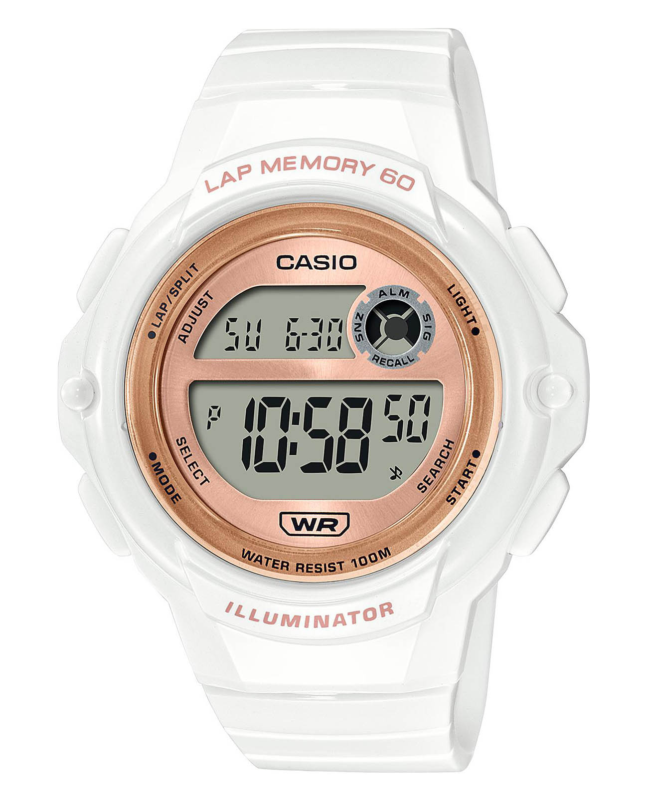 Casio Casio Collection LWS-1200H-7A2VDF (LWS-1200H-7A2)  LWS-1200H-7A2 кварцевые женские часы золотой циферблат, браслет полимер — вид спереди