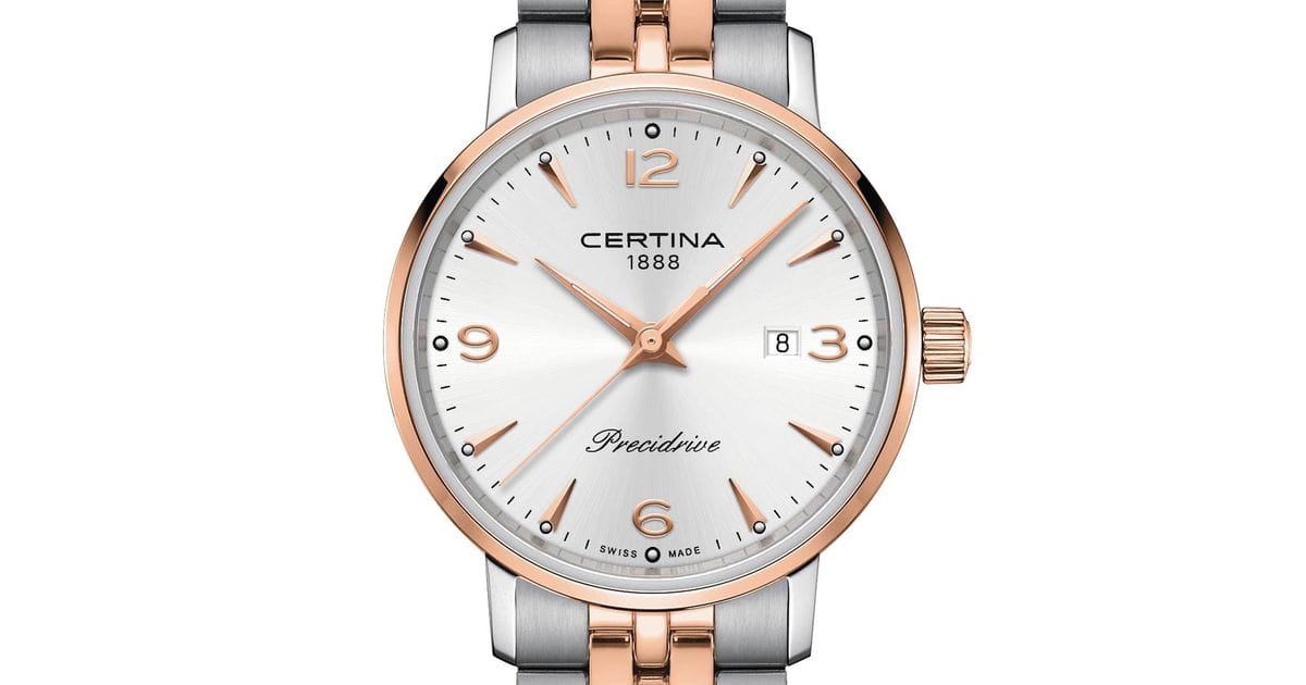 Certina Certina DS Caimano Lady C035.210.22.037.01,  швейцария женские часы на браслете сталь c pvd покрытием боковой вид