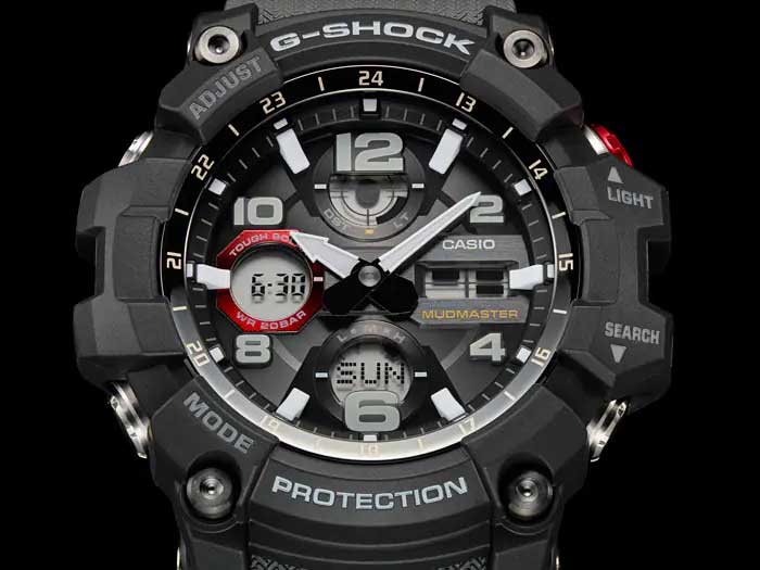 Casio Casio G-Shock GSG-100-1A8 электронные мужские часы часы крупный план черный циферблата