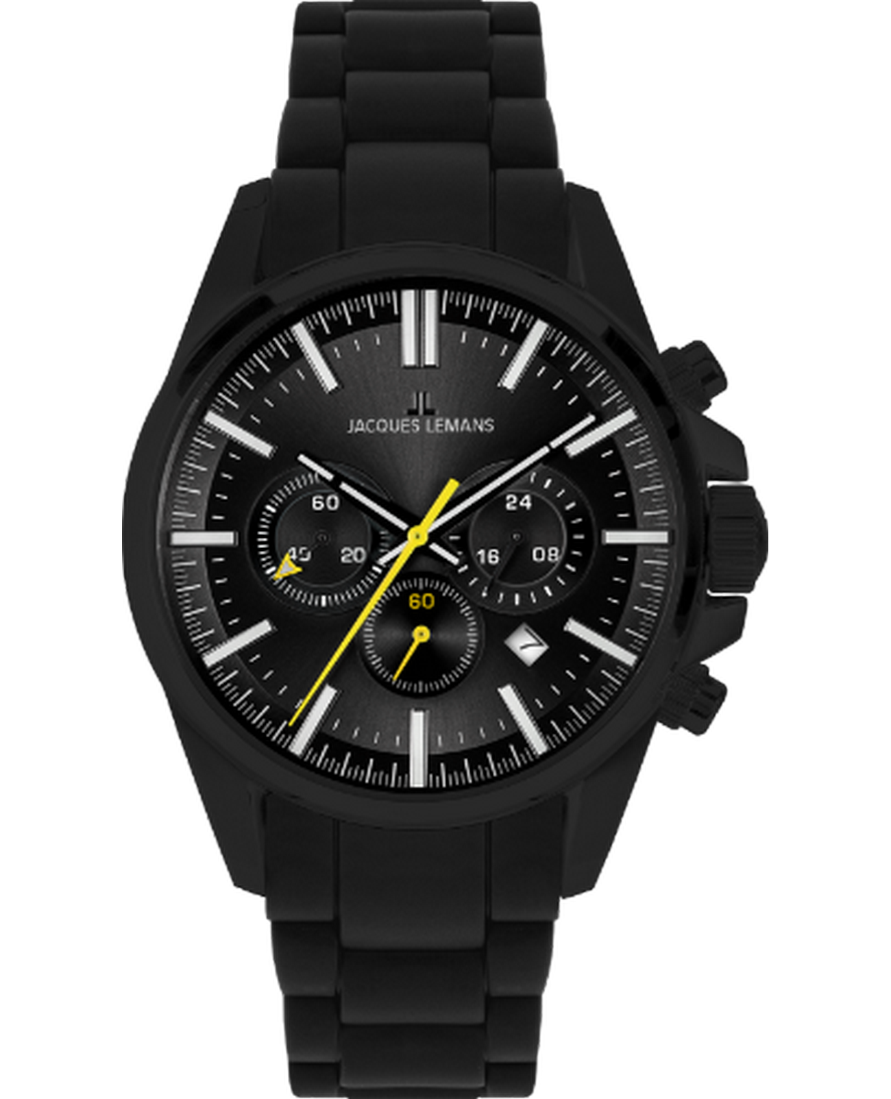 Jacques Lemans Jacques Lemans Sport 1-2119F  1-2119F кварцевые мужские часы черный циферблат, браслет нержавеющая сталь — вид спереди