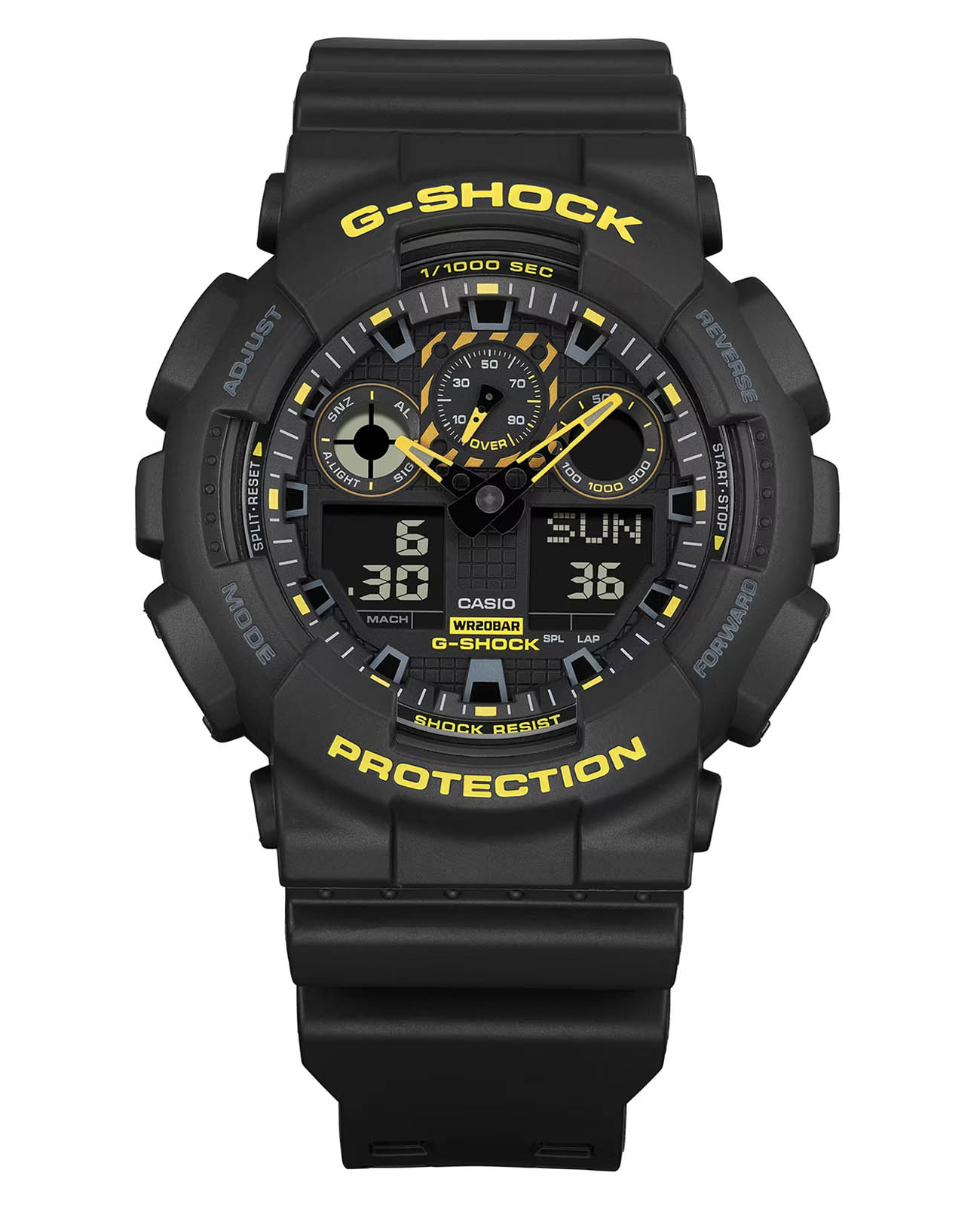 Casio Casio G-Shock GA-100CY-1ADR (GA-100CY-1A) электронные мужские часы часы крупный план черный циферблата