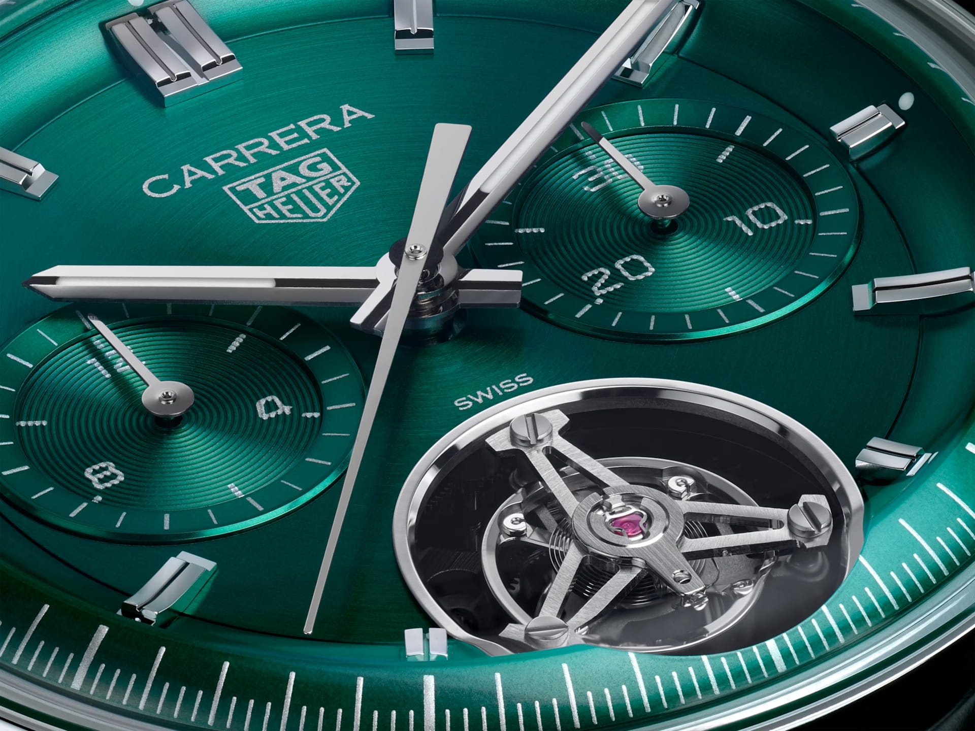TAG Heuer TAG Heuer Carrera Chronograph Tourbillon CBS5011.FC6566 мужские часы зеленый циферблат на запястье