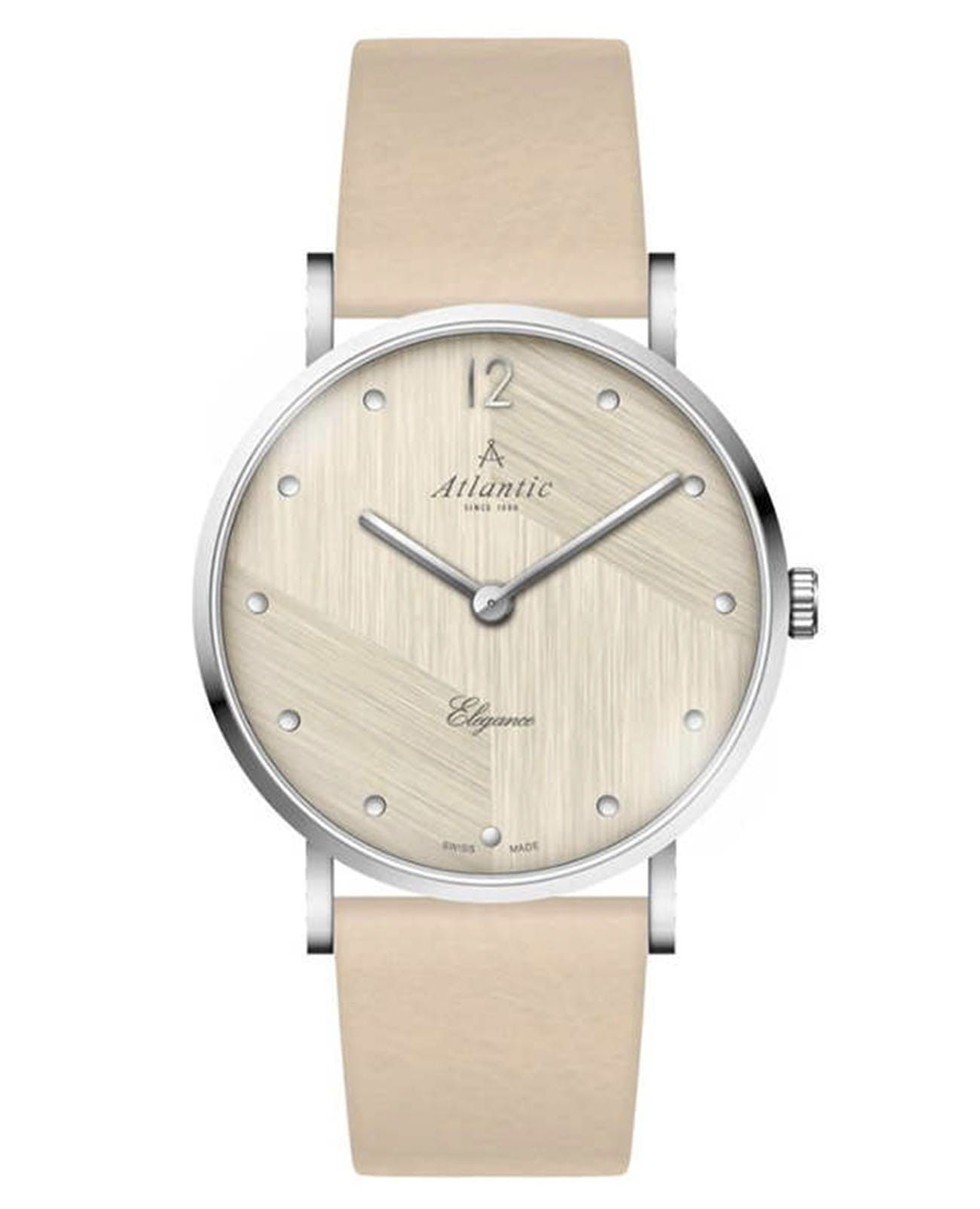 Atlantic Atlantic 29043.41.97  29043.41.97 кварцевые женские часы бежевый циферблат, браслет кожаный — вид спереди