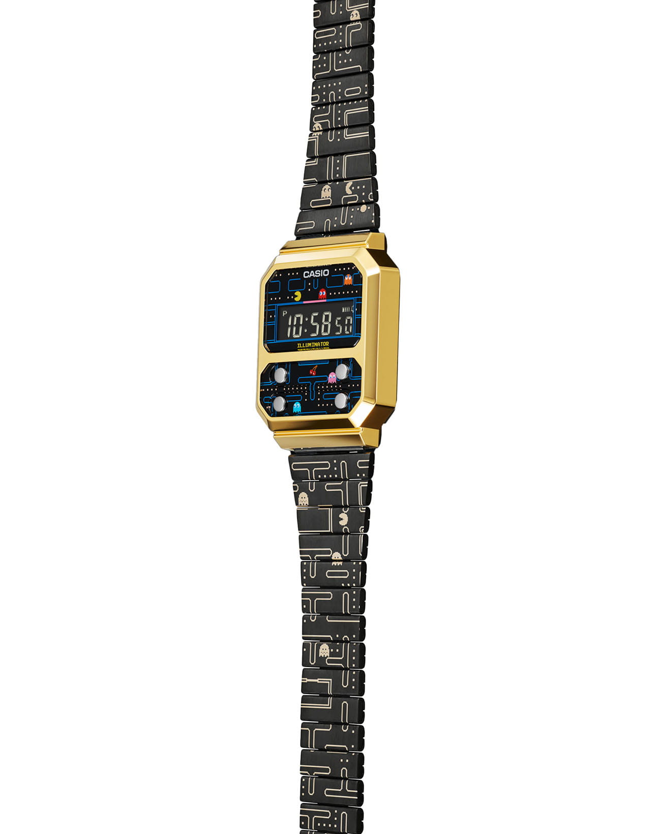 Casio Casio Vintage Pac Man Limited Edition A100WEPC-1B электронные мужские часы часы крупный план  циферблата