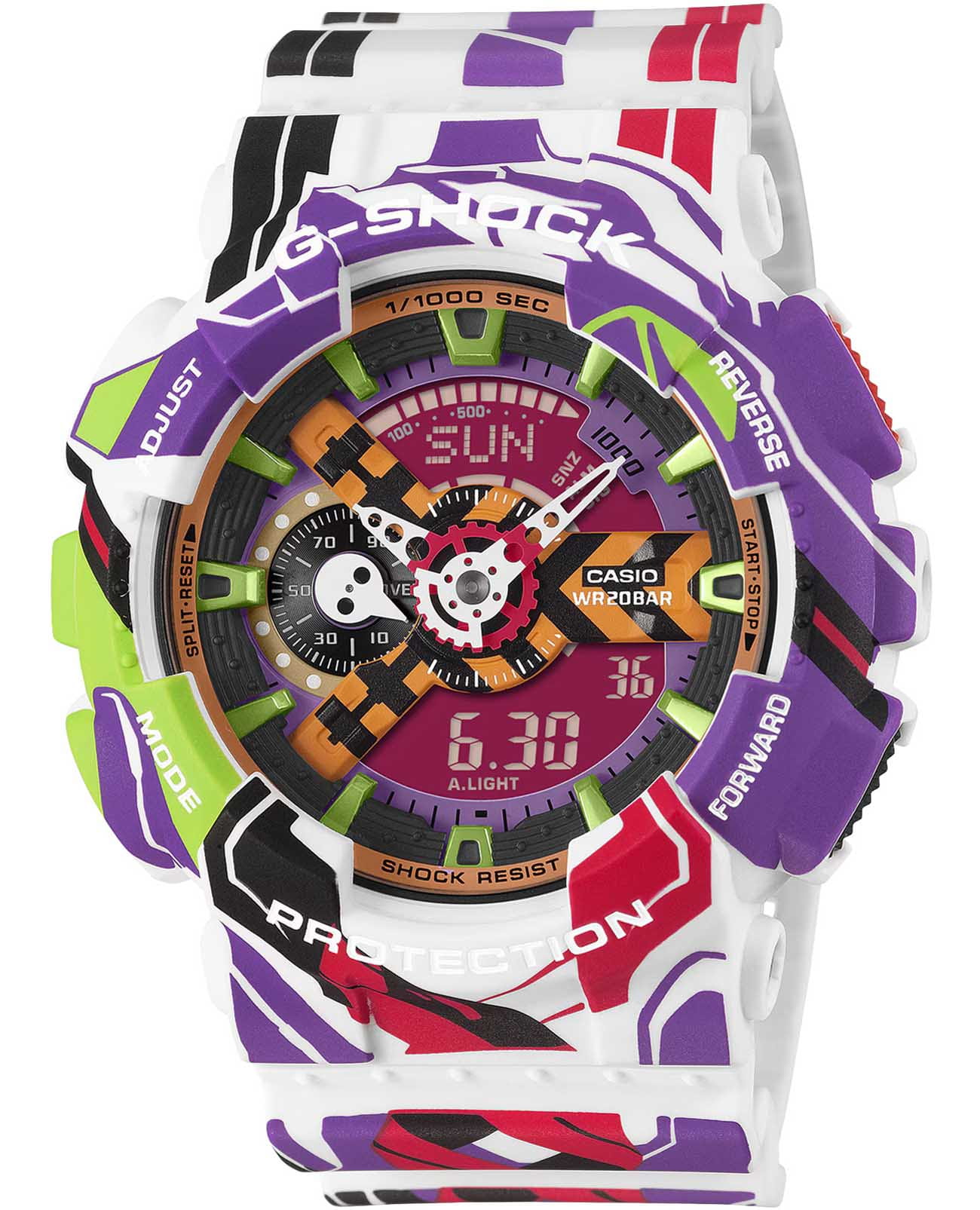Casio Casio G-Shock GA-110EVA30-7A GA-110 GA-110EVA30-7A кварцевые мужские часы цветной циферблат, браслет пластик — вид спереди