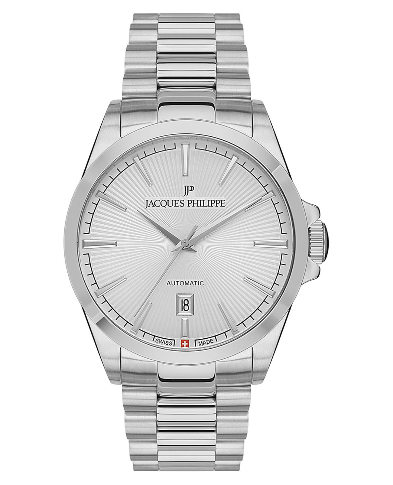 Jacques Philippe Jacques Philippe Victus JPAGS551326  JPAGS551326 механические мужские часы серебристый циферблат, браслет нержавеющая сталь — вид спереди