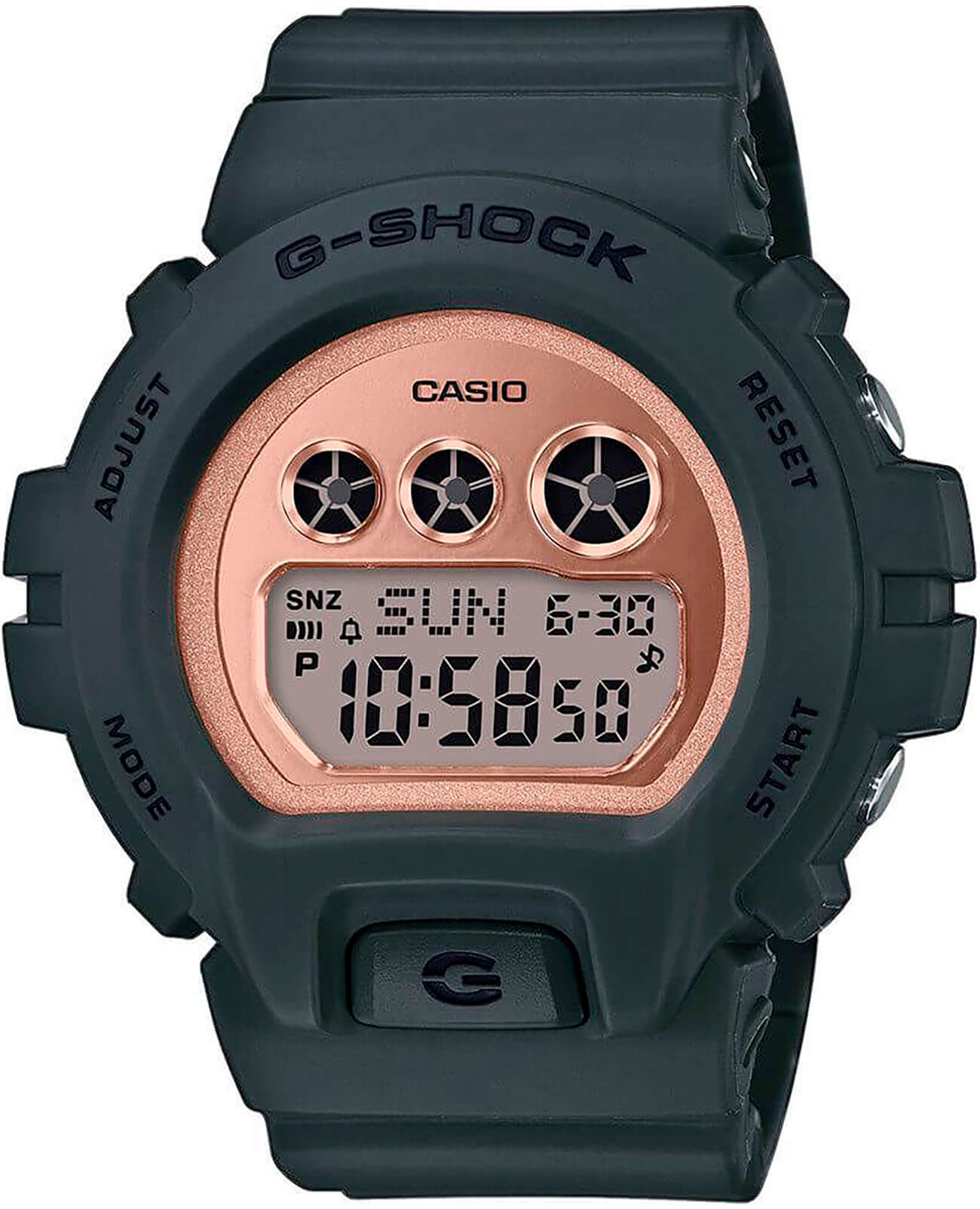 Casio Casio G-Shock GMD-S6900MC-3  GMD-S6900MC-3ER электронные женские часы розовый циферблат, браслет пластик — вид спереди