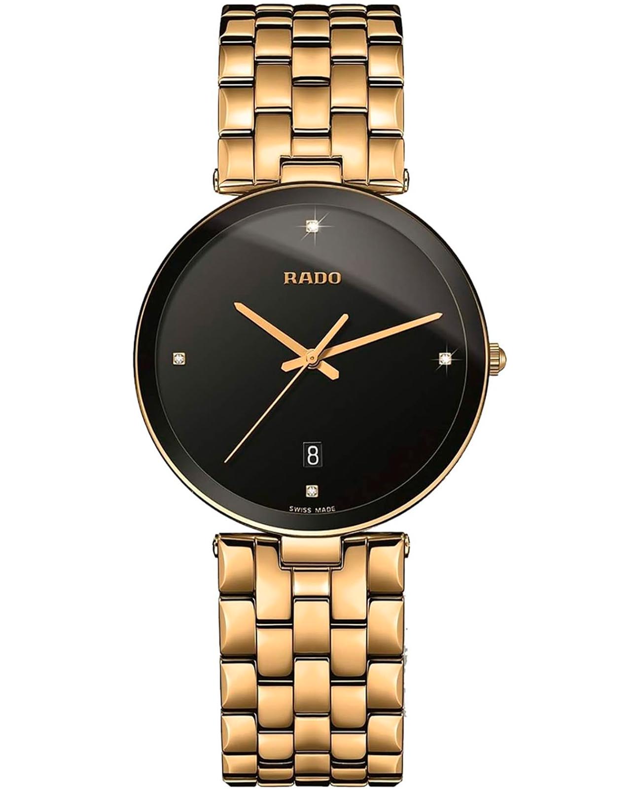 Rado Rado Florence R48867714  R48867714 кварцевые мужские часы черный циферблат, браслет нержавеющая сталь с pvd-покрытием — вид спереди