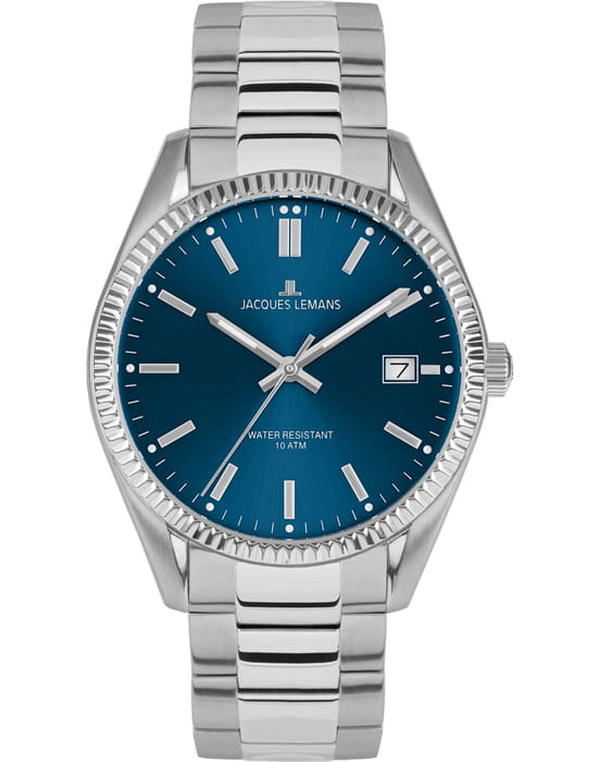 Jacques Lemans Jacques Lemans Derby 50-4C  50-4C кварцевые женские часы перламутровый циферблат, браслет нержавеющая сталь — вид спереди