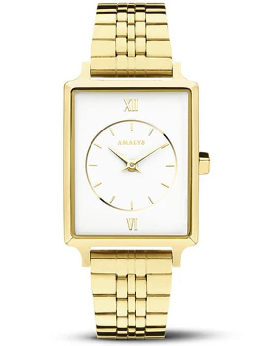Amalys Amalys Hepburn AMW-119  AMW-119 кварцевые женские часы белый циферблат, браслет нержавеющая сталь с pvd-покрытием — вид спереди