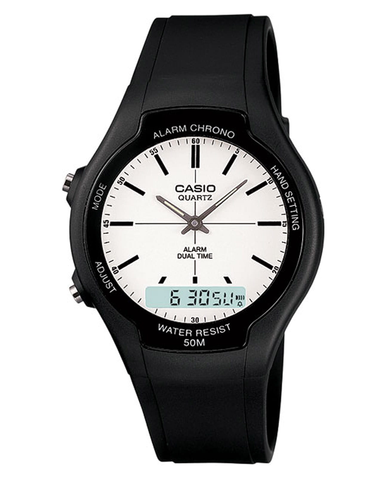 Casio Casio Collection AW-90H-7E  AW-90H-7E кварцевые мужские часы белый циферблат, браслет пластик — вид спереди