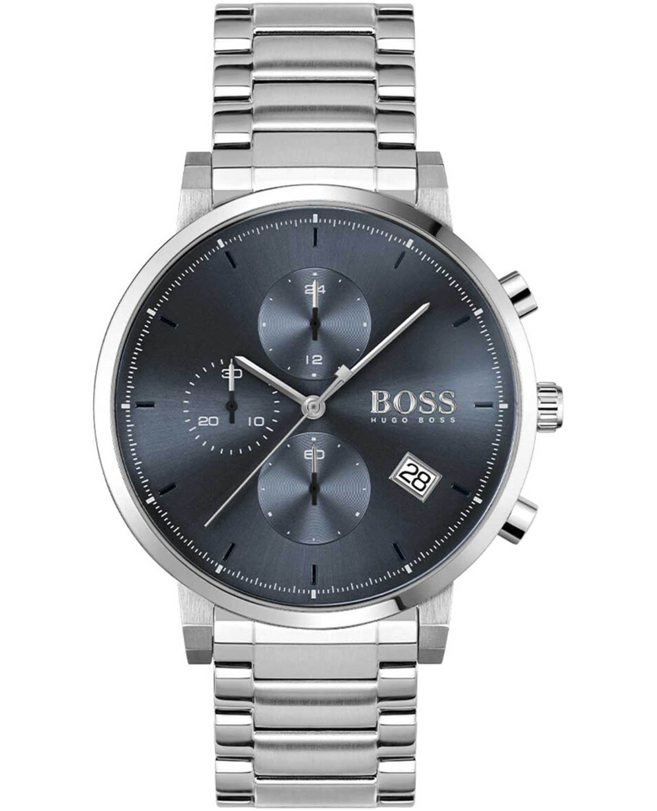 Hugo Boss Hugo Boss Integrity HB1513779  HB1513779 кварцевые мужские часы синий циферблат, браслет нержавеющая сталь — вид спереди