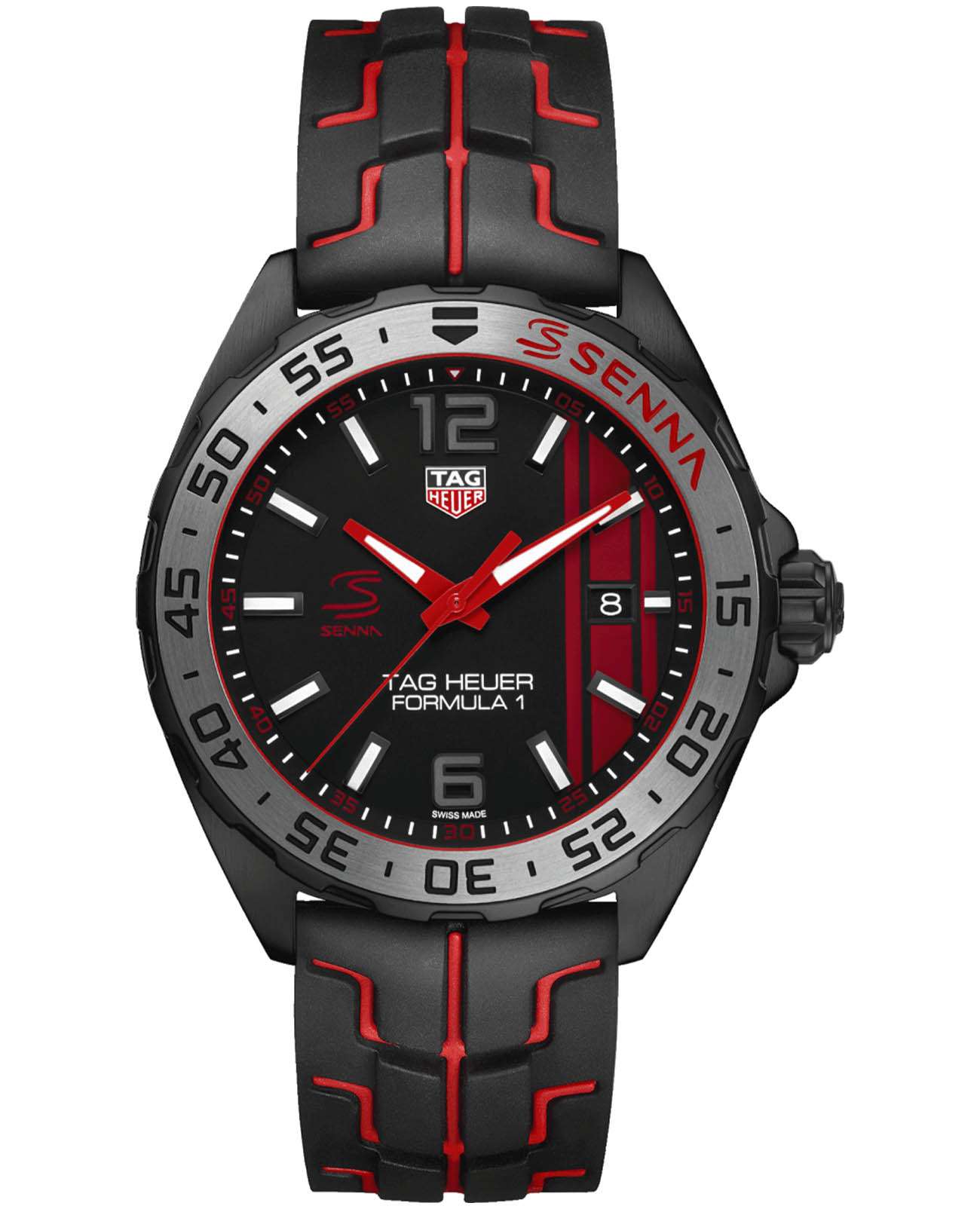 TAG Heuer TAG Heuer Formula 1 WAZ1014.FT8027  WAZ1014.FT8027 кварцевые мужские часы черный циферблат, браслет каучук — вид спереди
