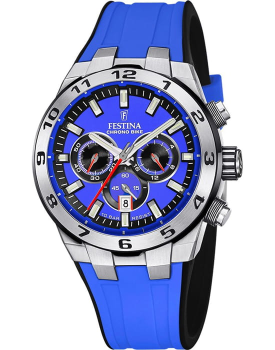 Festina Festina Chrono Bike F20671/3  F20671/3 кварцевые мужские часы фиолетовый циферблат, браслет каучук — вид спереди