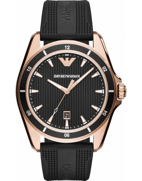 Emporio Armani Emporio Armani AR11101  AR11101 кварцевые мужские часы черный циферблат, браслет  — вид спереди
